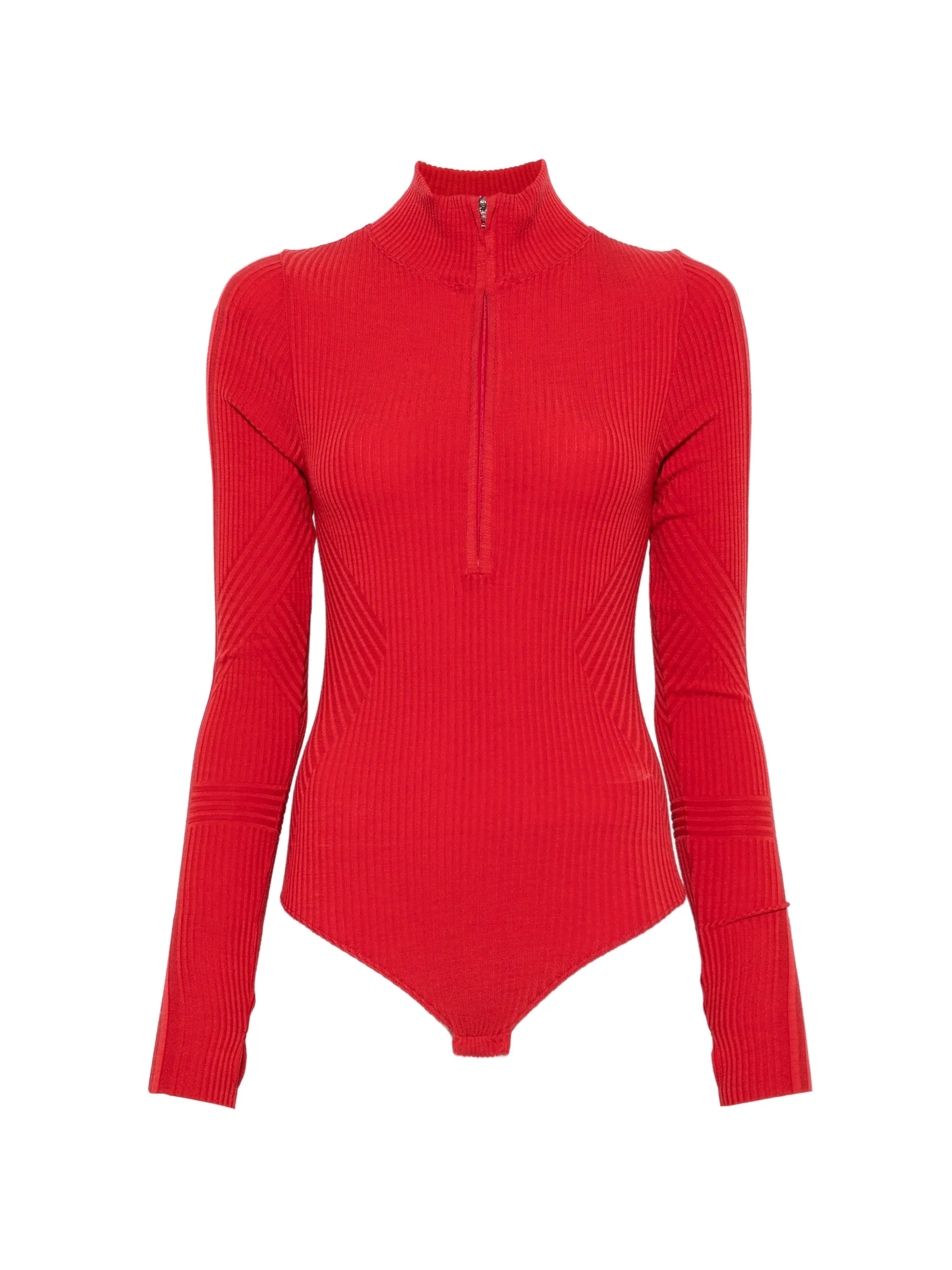 ribbed-knit zip-up base layer