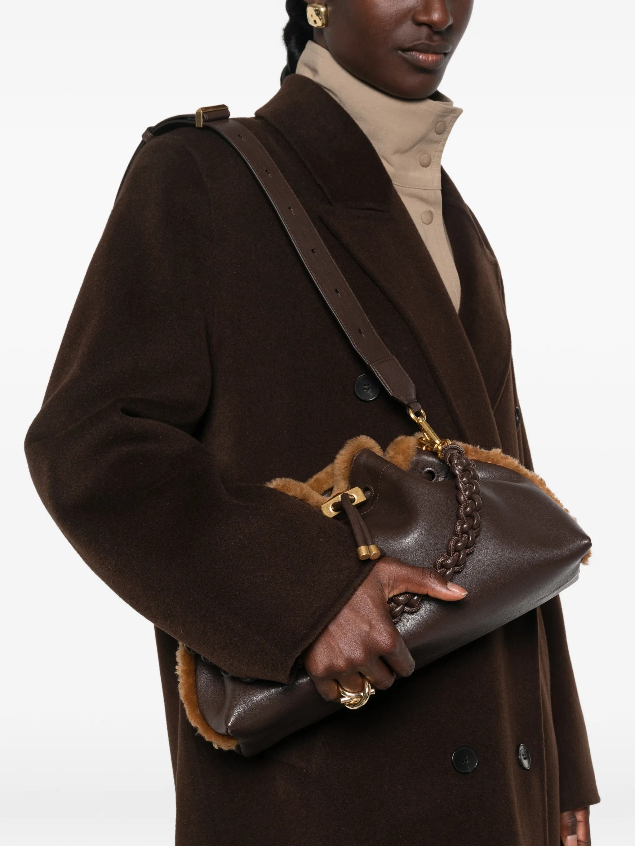 Bon Bon EW shearling-trim shoulder bag