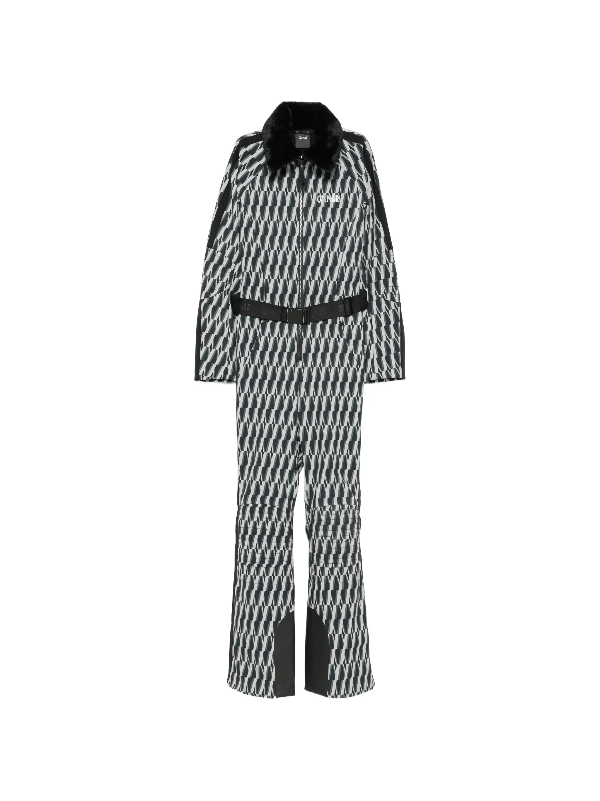 printed belted ski suit