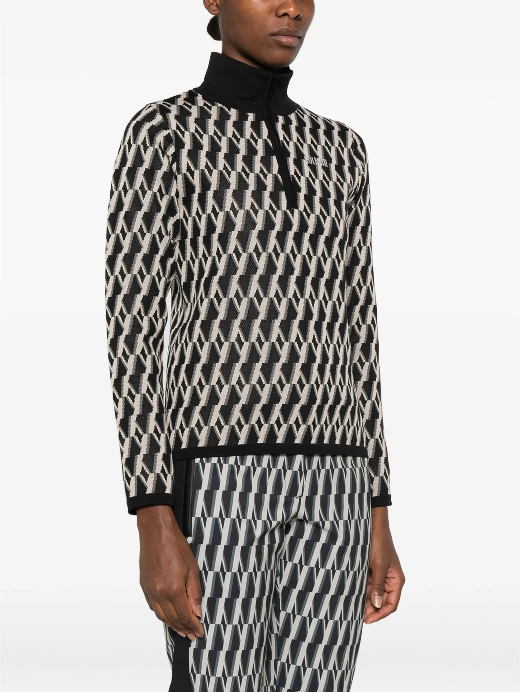 jacquard-pattern half-zip sweater