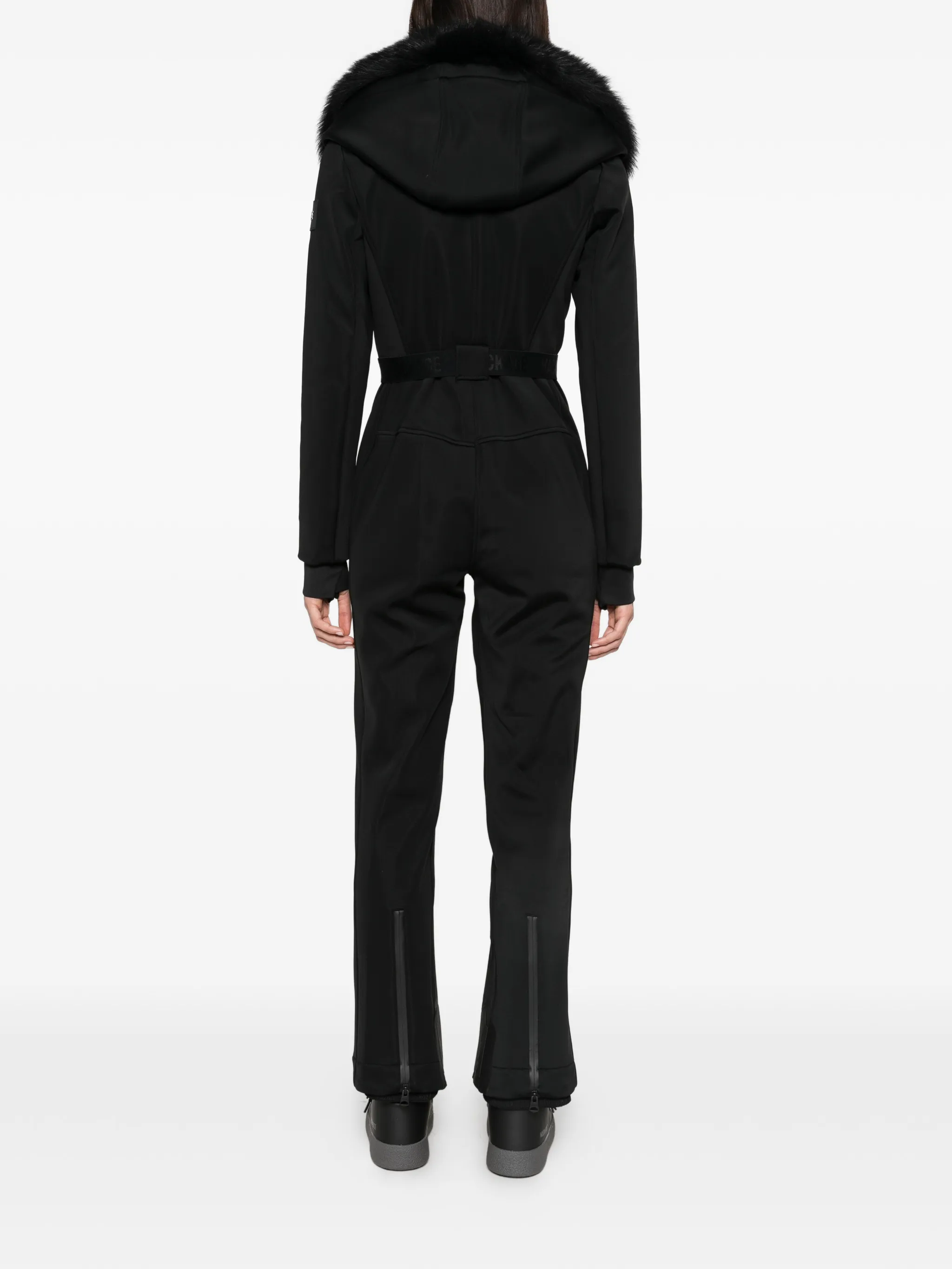 Elle shearling-trim ski suit