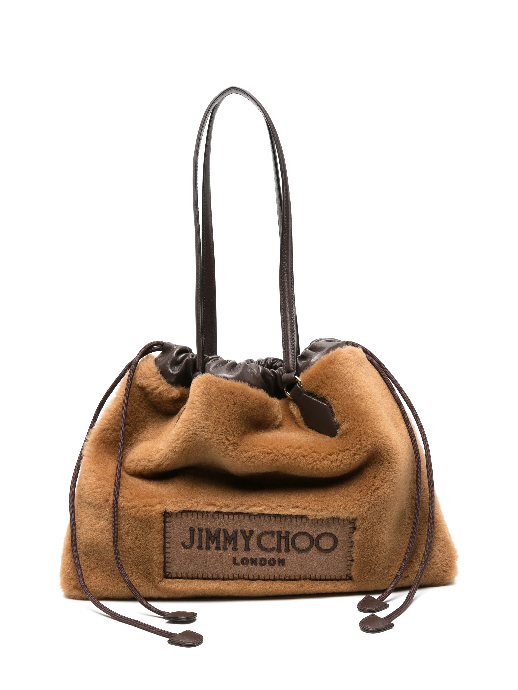 drawstring shearling tote bag