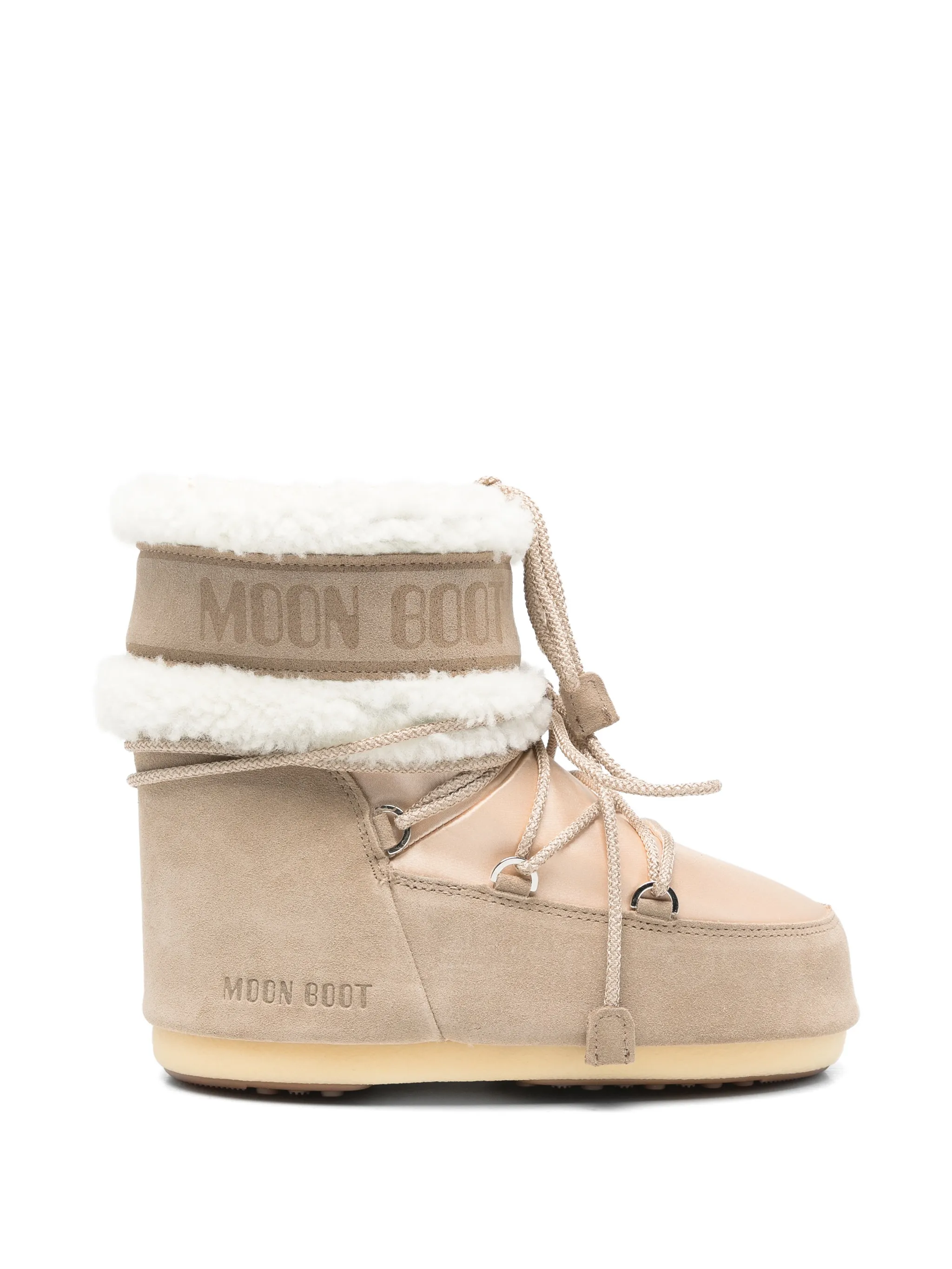 shearling-trim lace-up boots