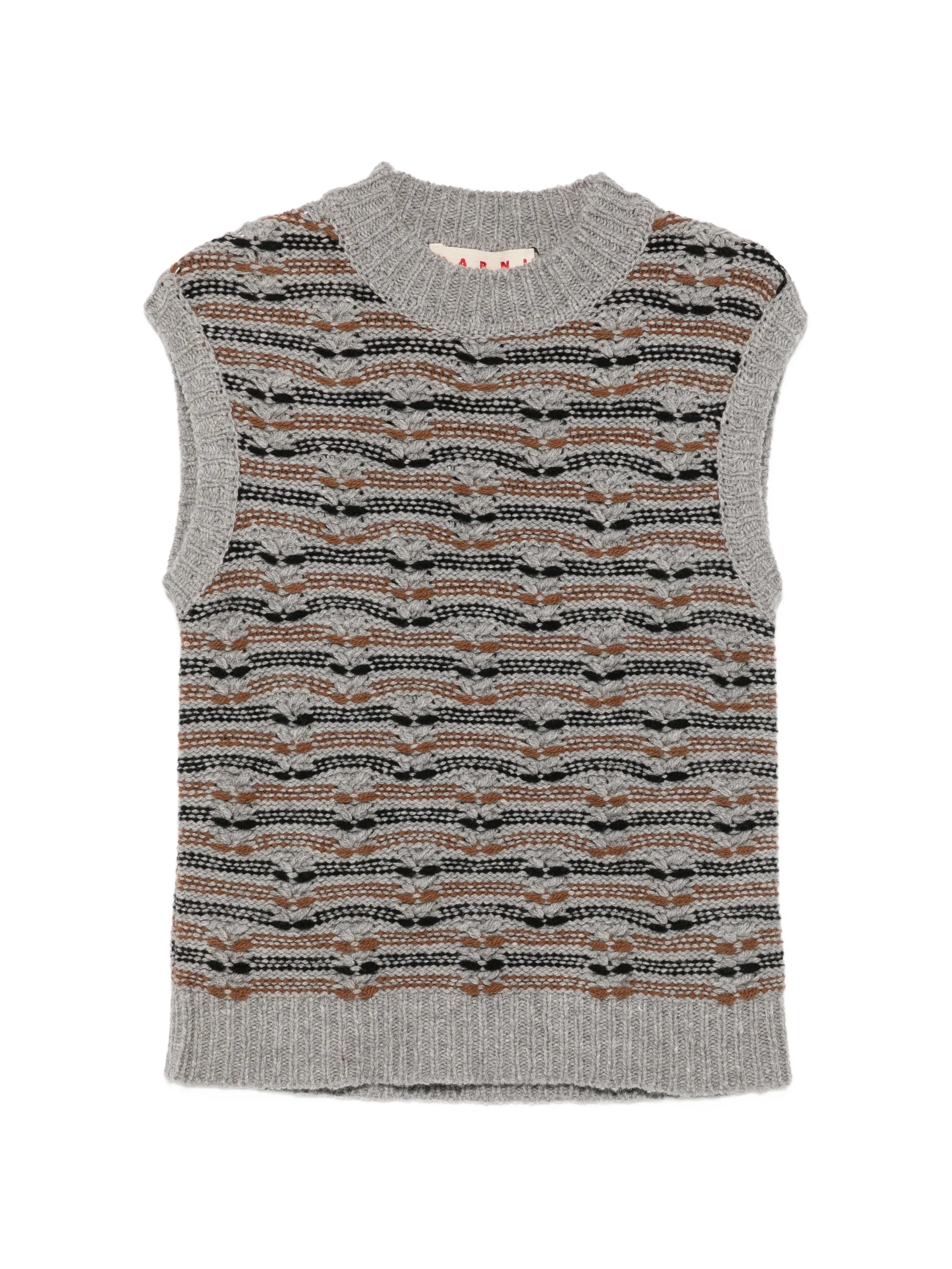 patterned sleeveless sweater