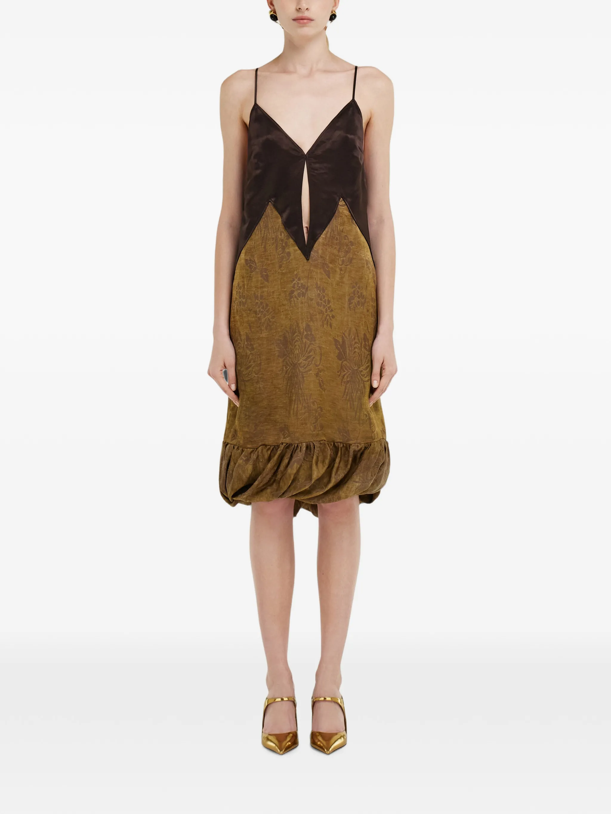 floral motif slip midi dress