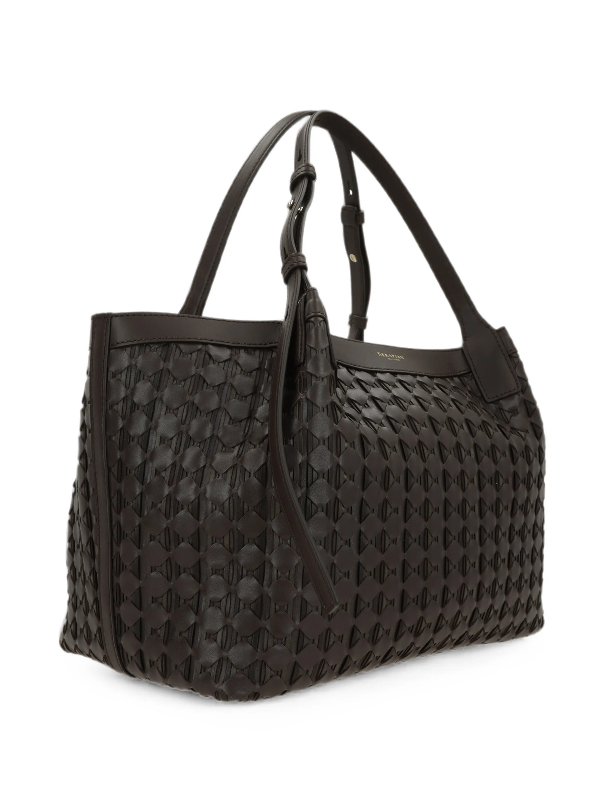 small Mosaico woven leather tote bag