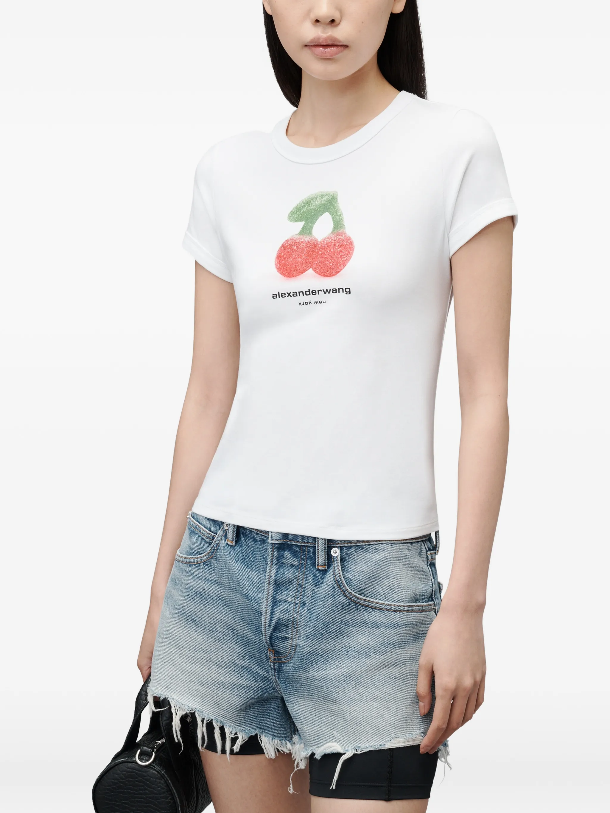 cherry graphic T-shirt with contrast trim