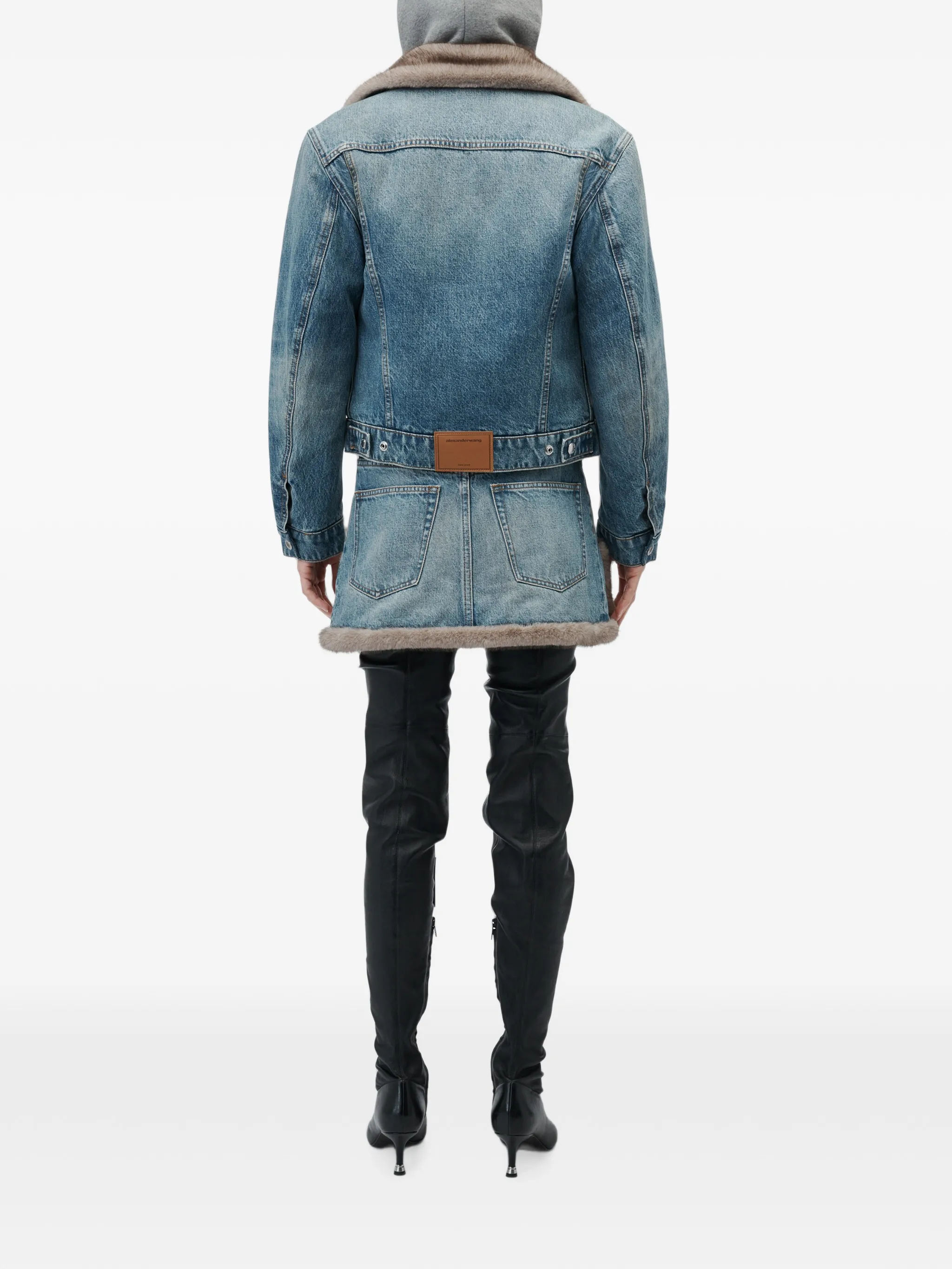 denim jacket w/ faux mink lining