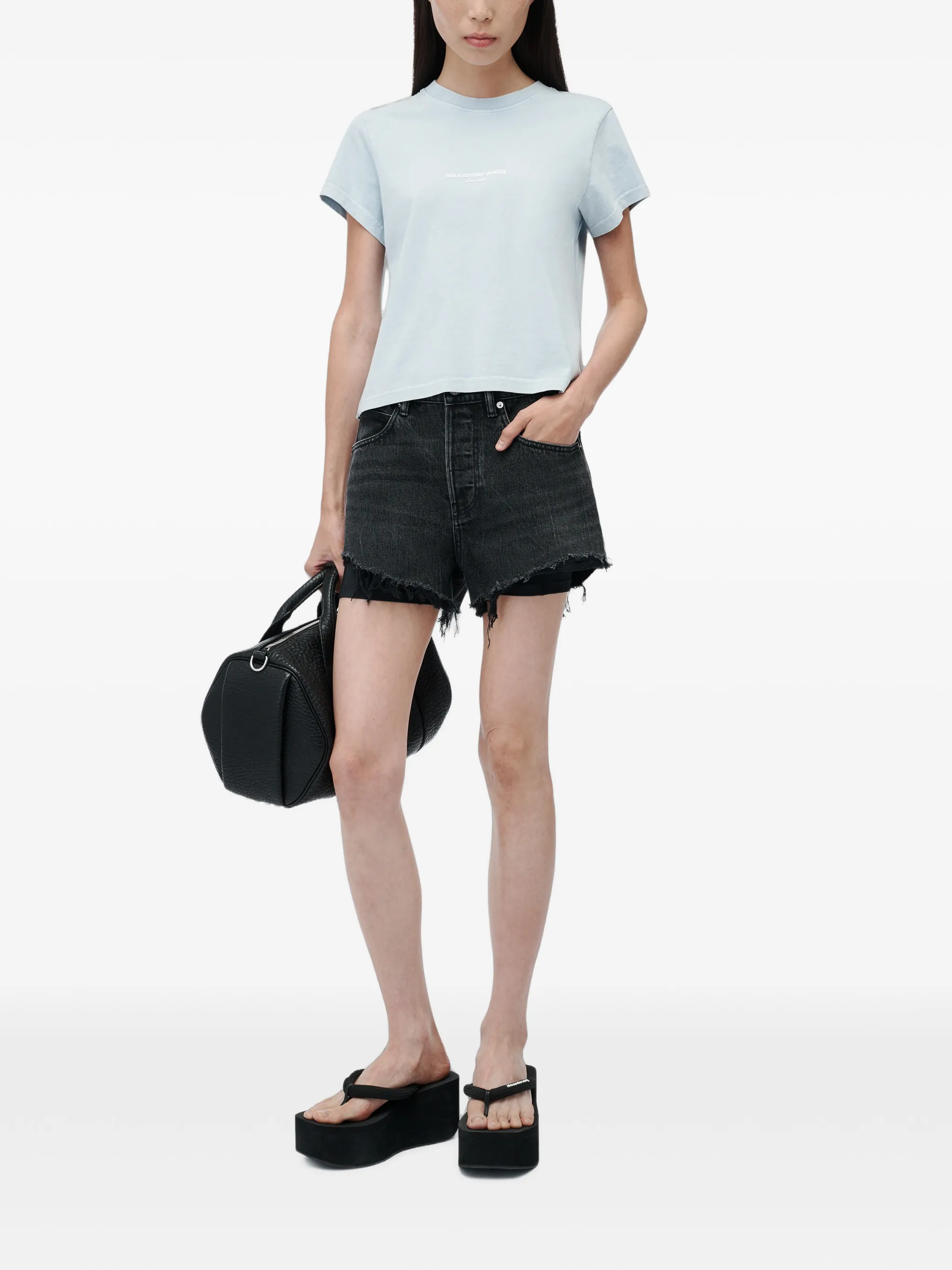 logo-print shrunken short-sleeve T-shirt