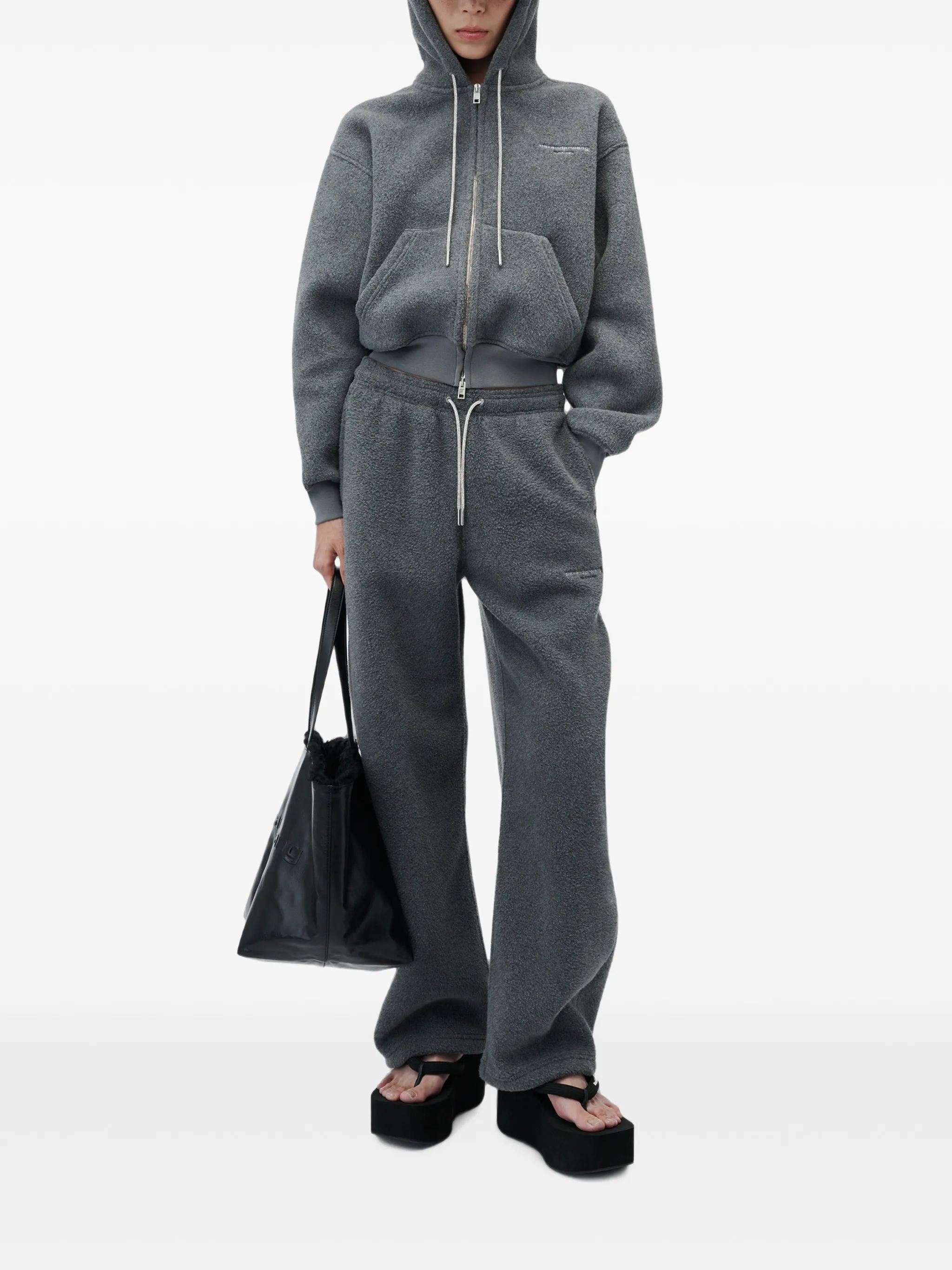 mid-rise track pant w/ rhinestone drawcord