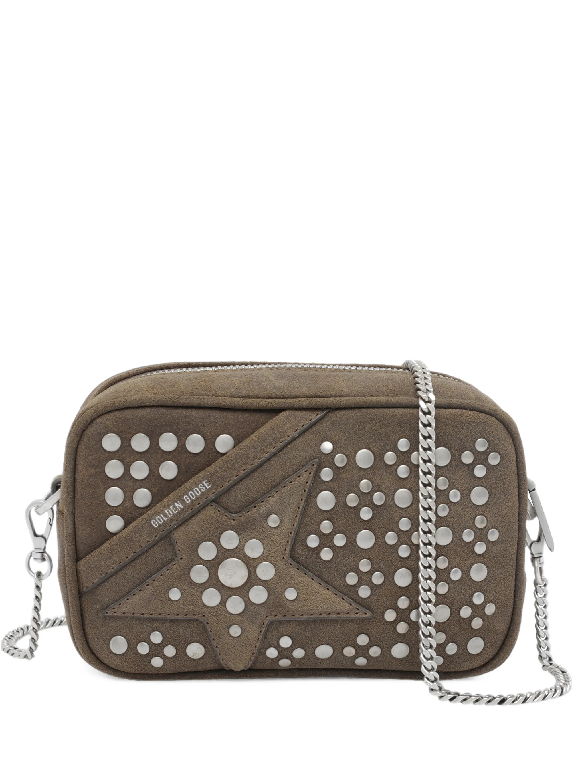 mini Star Bag in military-green suede with tone-on-tone star and studs