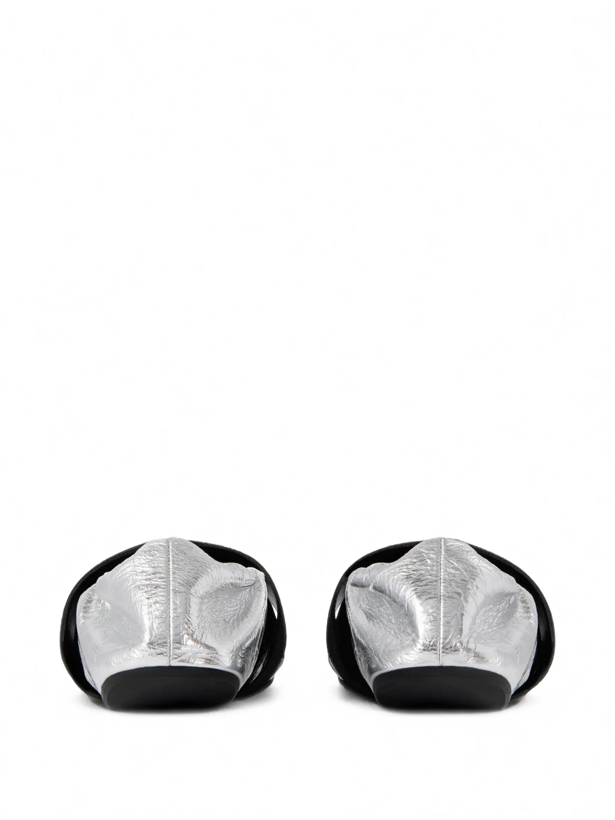 crush ballerinas in wrinkled-effect metallic leather