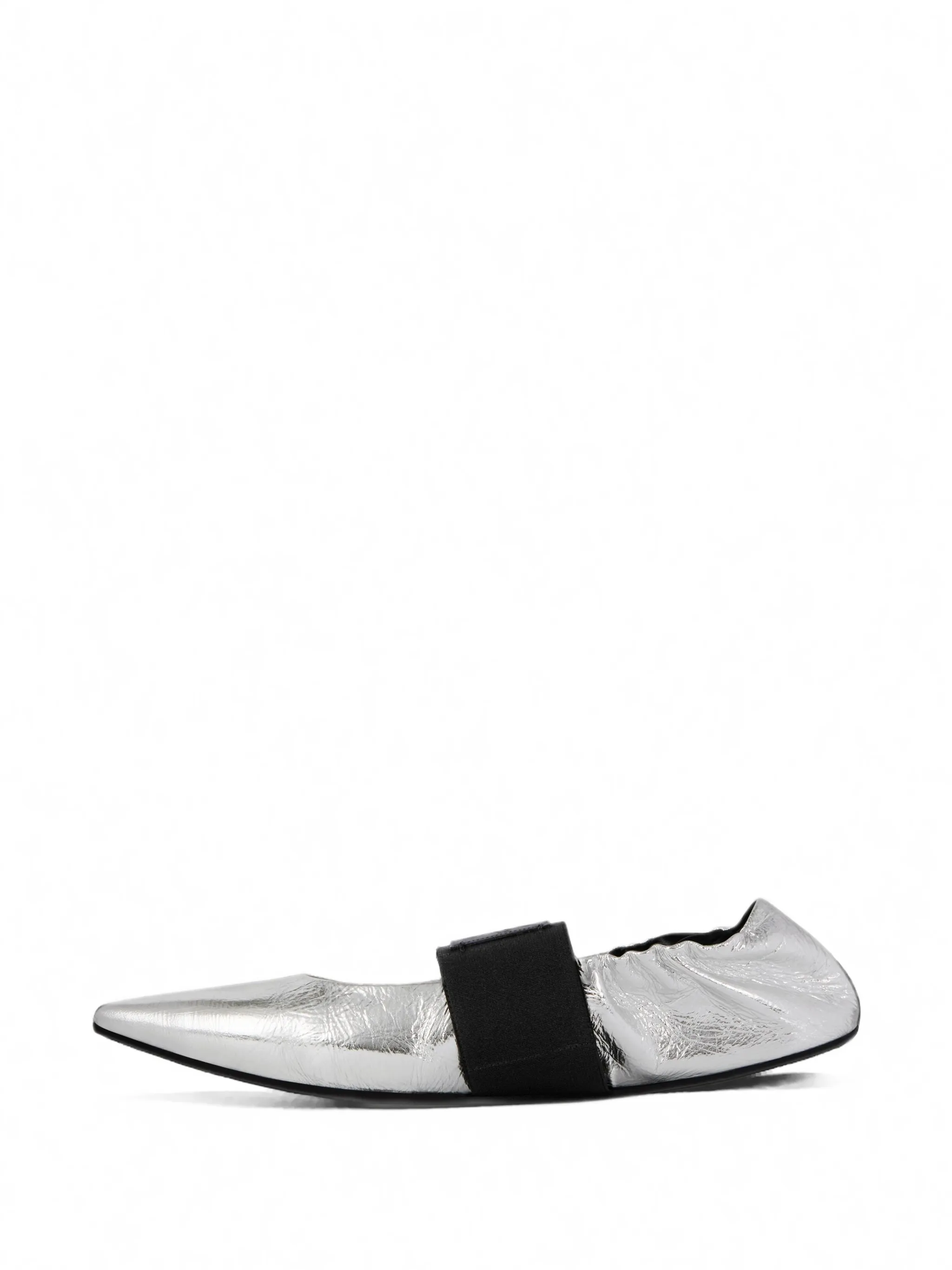 crush ballerinas in wrinkled-effect metallic leather