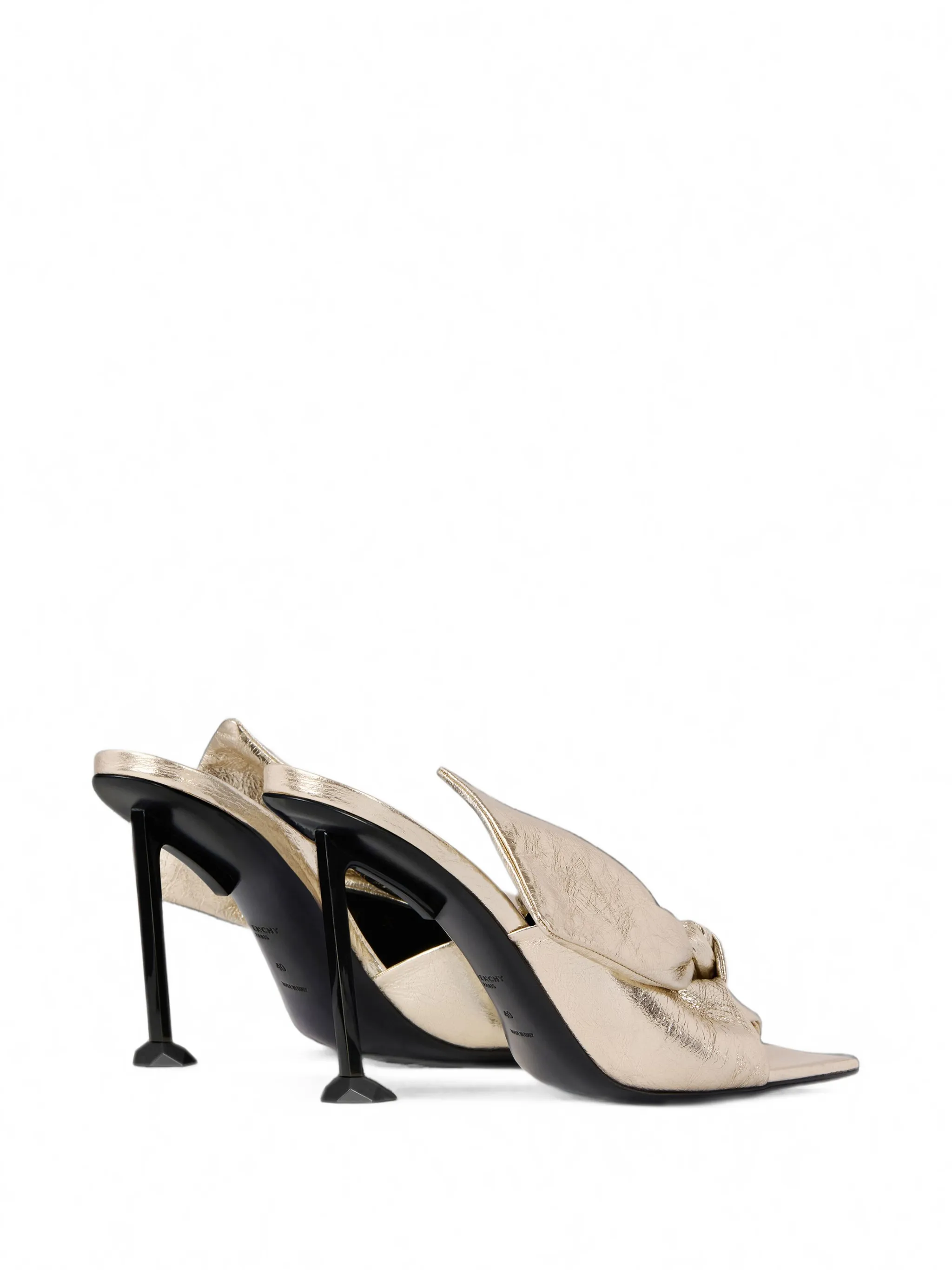 boudoir heeled mules in metallic leather