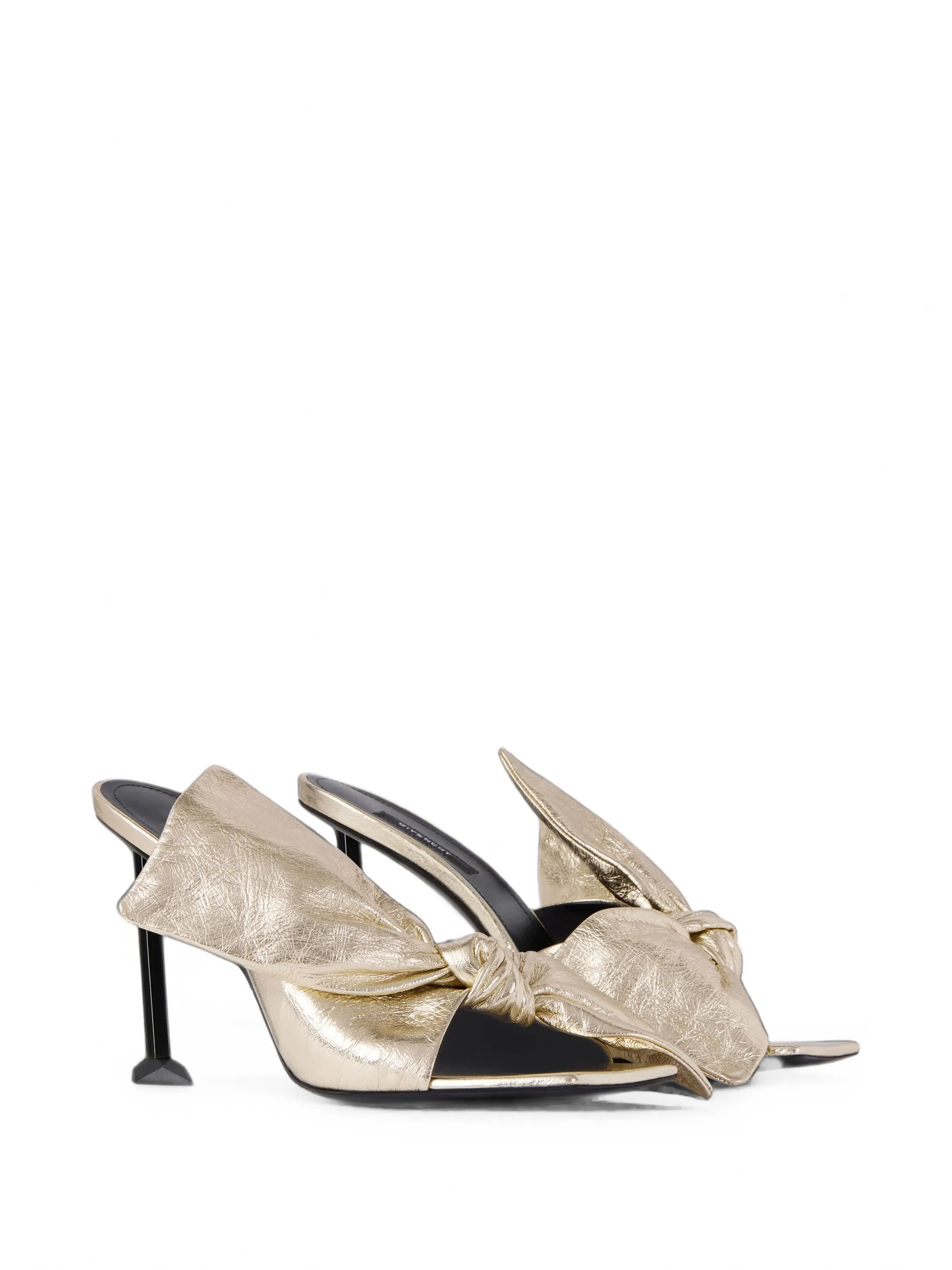 boudoir heeled mules in metallic leather