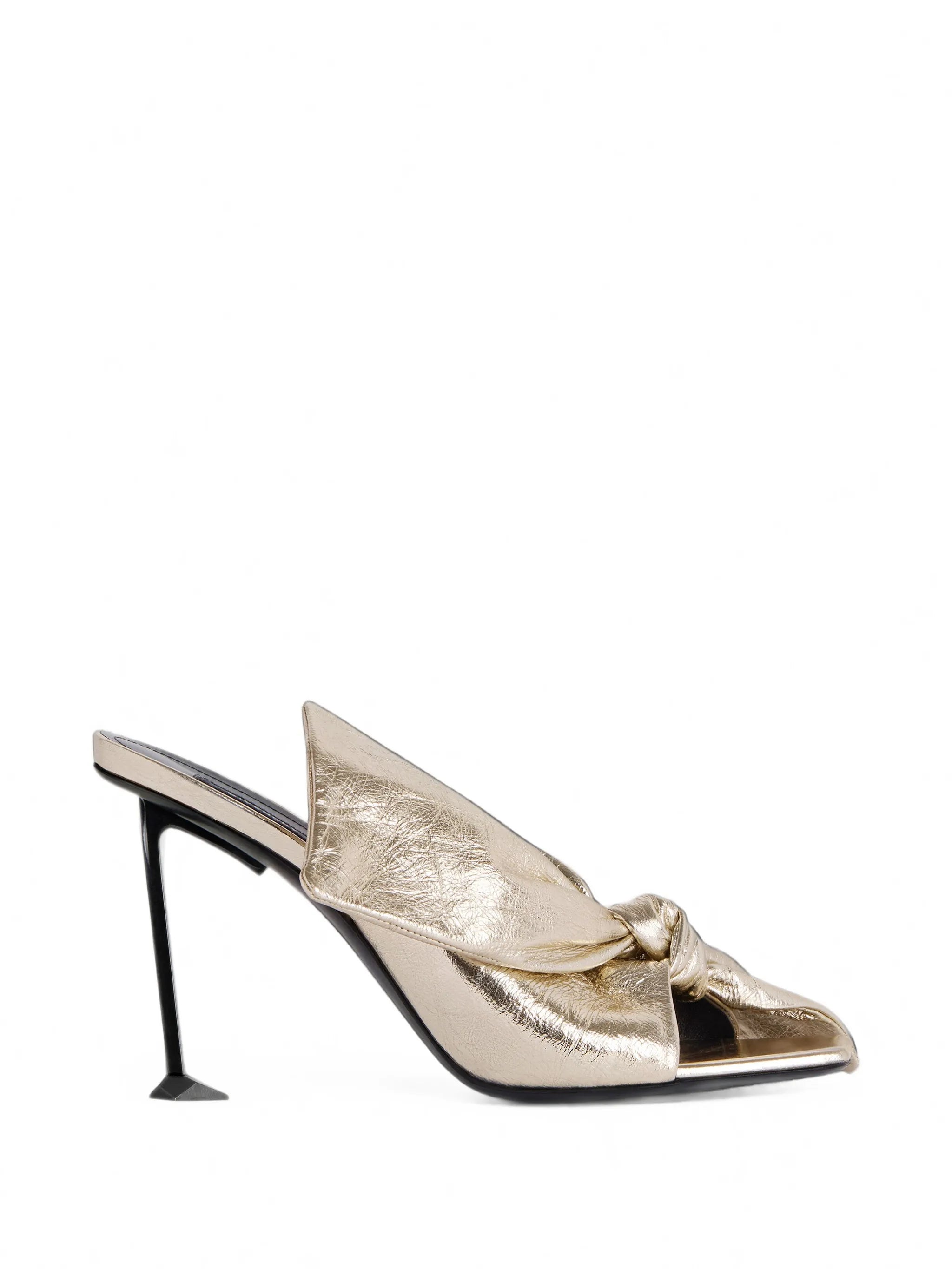 boudoir heeled mules in metallic leather