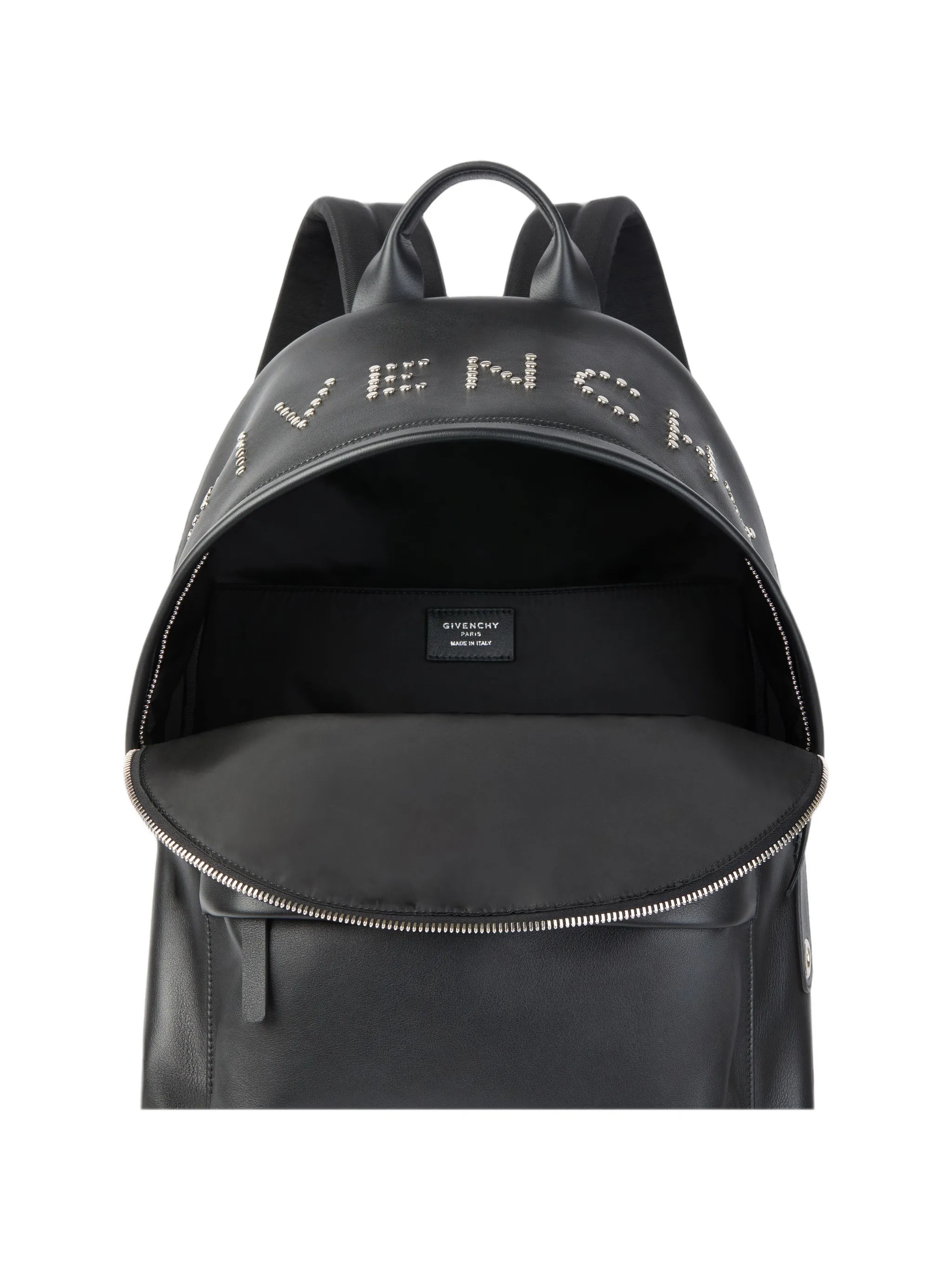 Cargo backpack in leather with studs