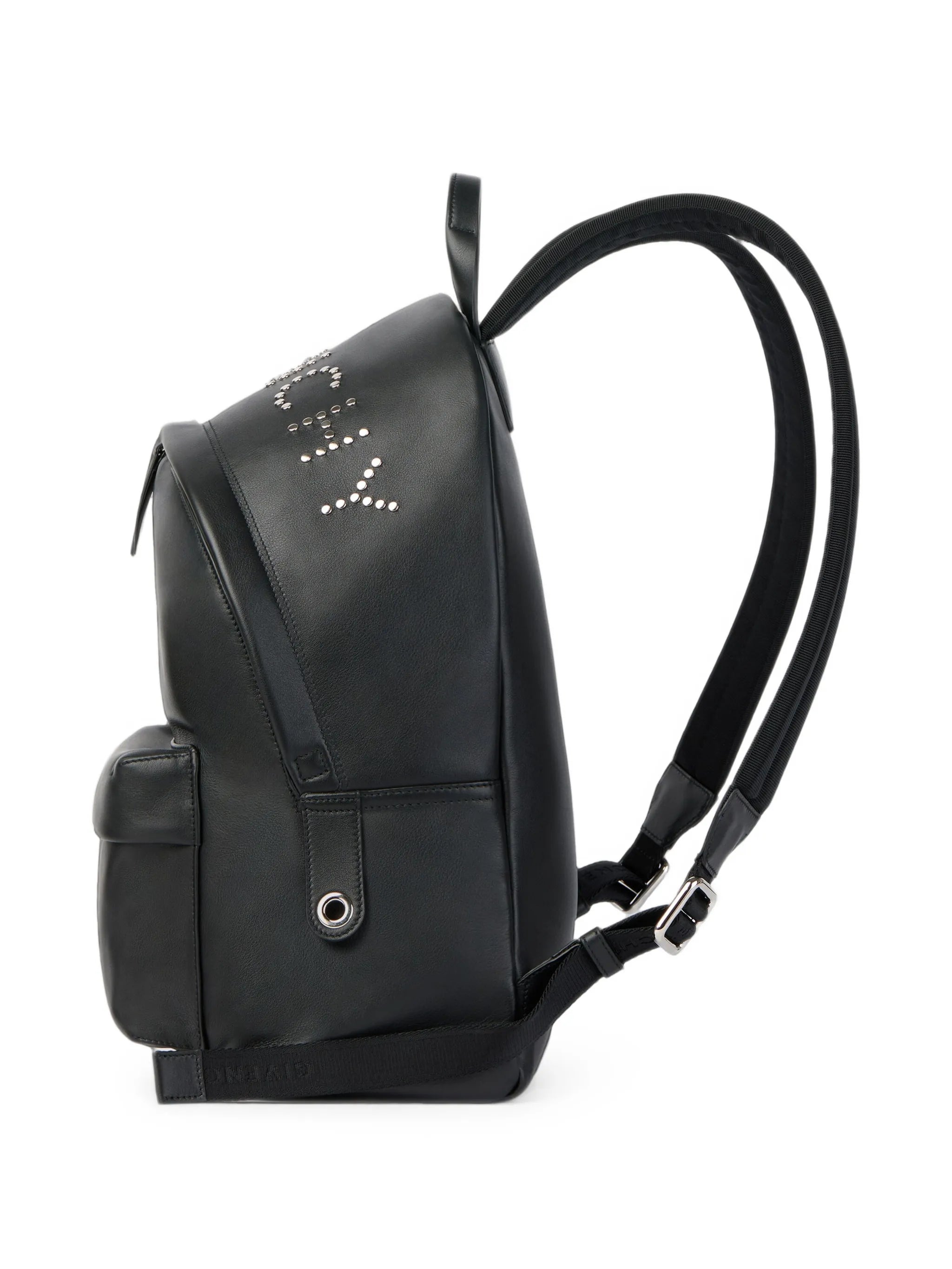 Cargo backpack in leather with studs