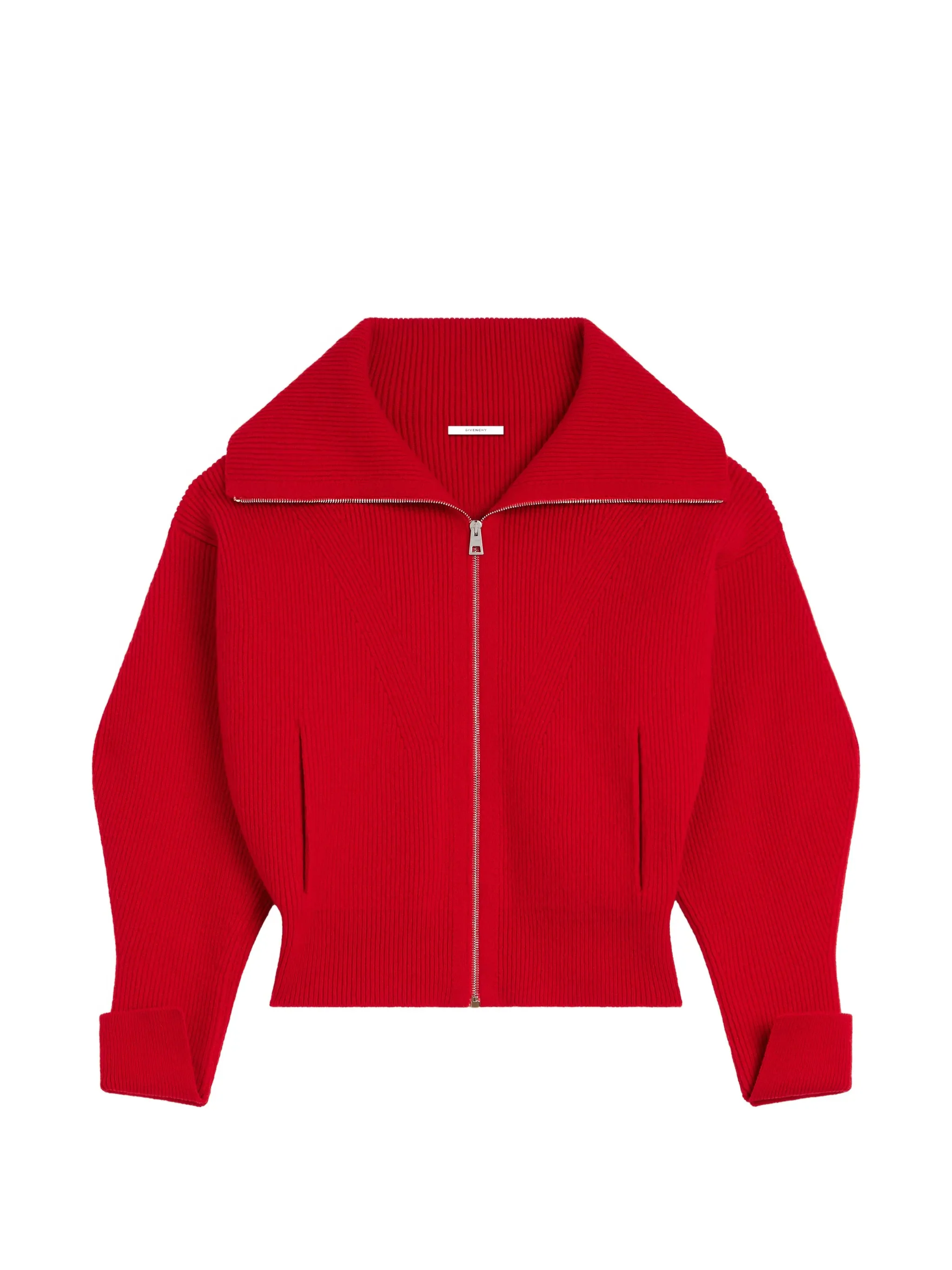 zipped cardigan in wool and cashmere