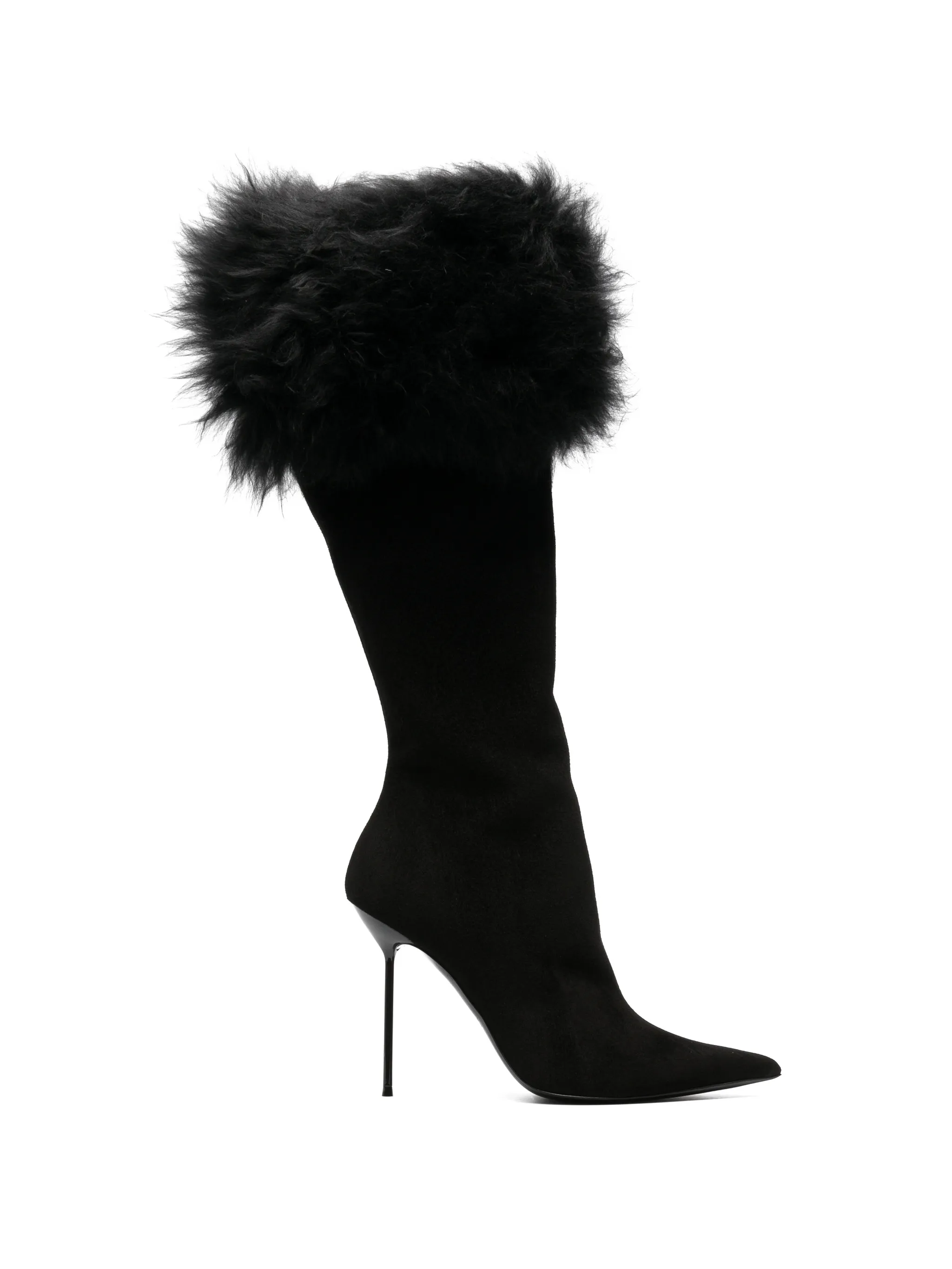 Lidia suede  fur long boots black