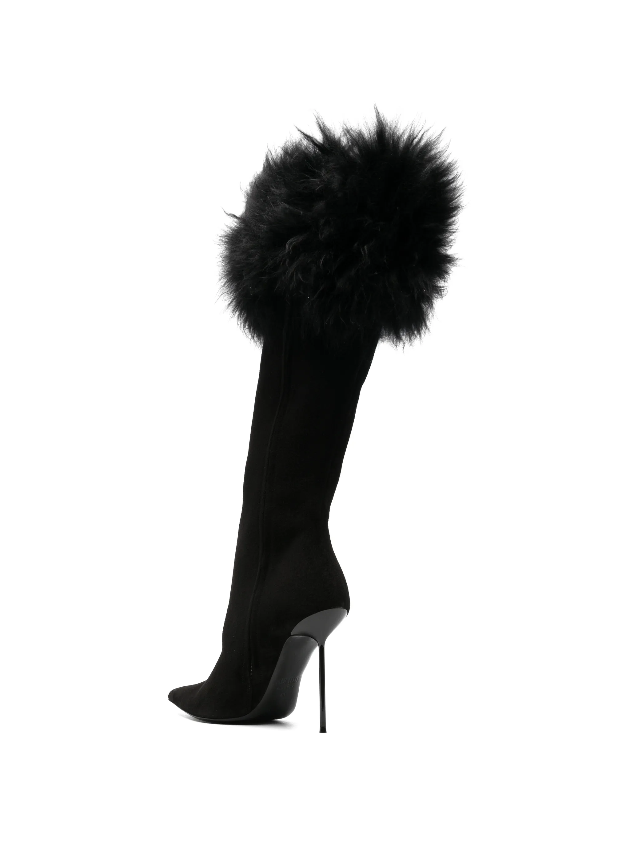 Lidia suede  fur long boots black