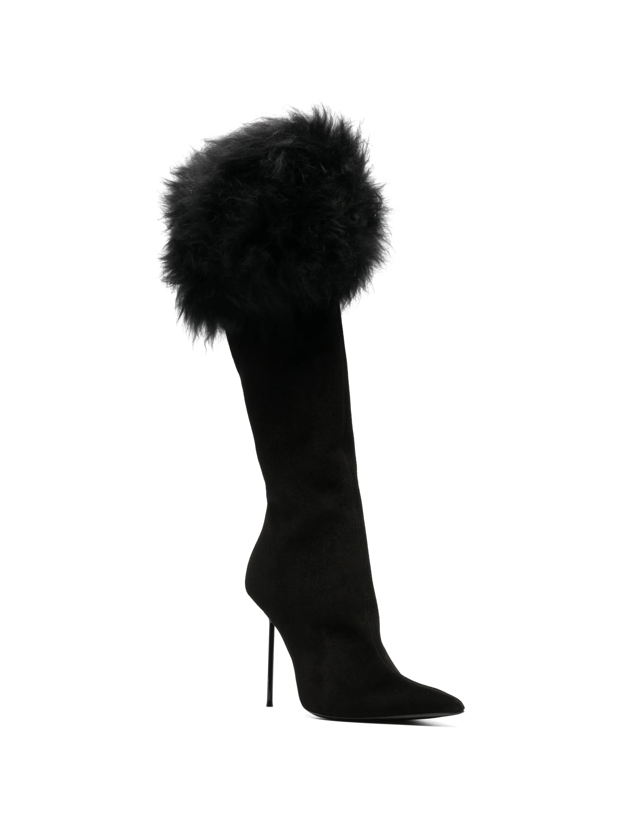Lidia suede  fur long boots black