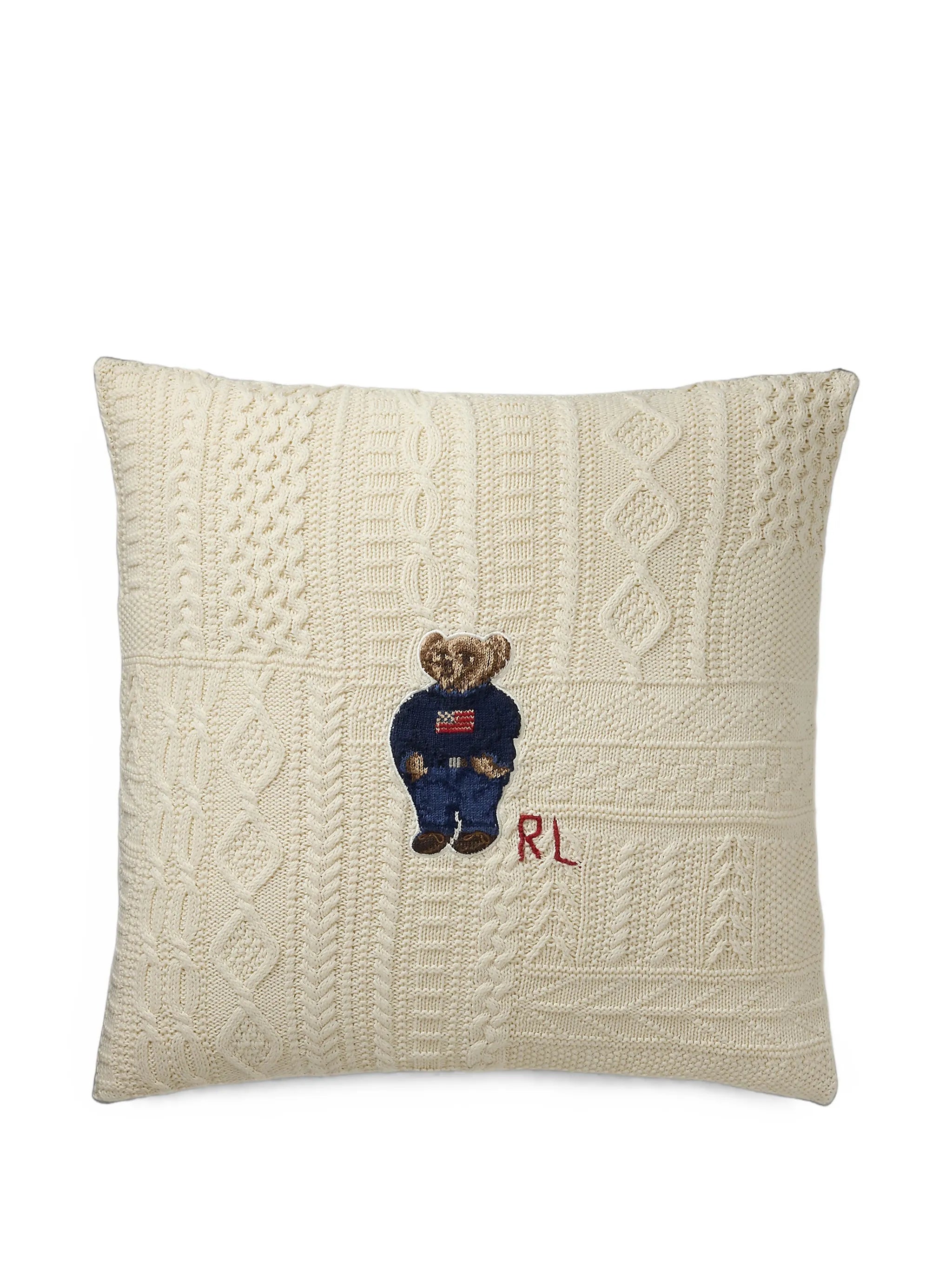 Baybrook Polo Bear cable-knit cushion