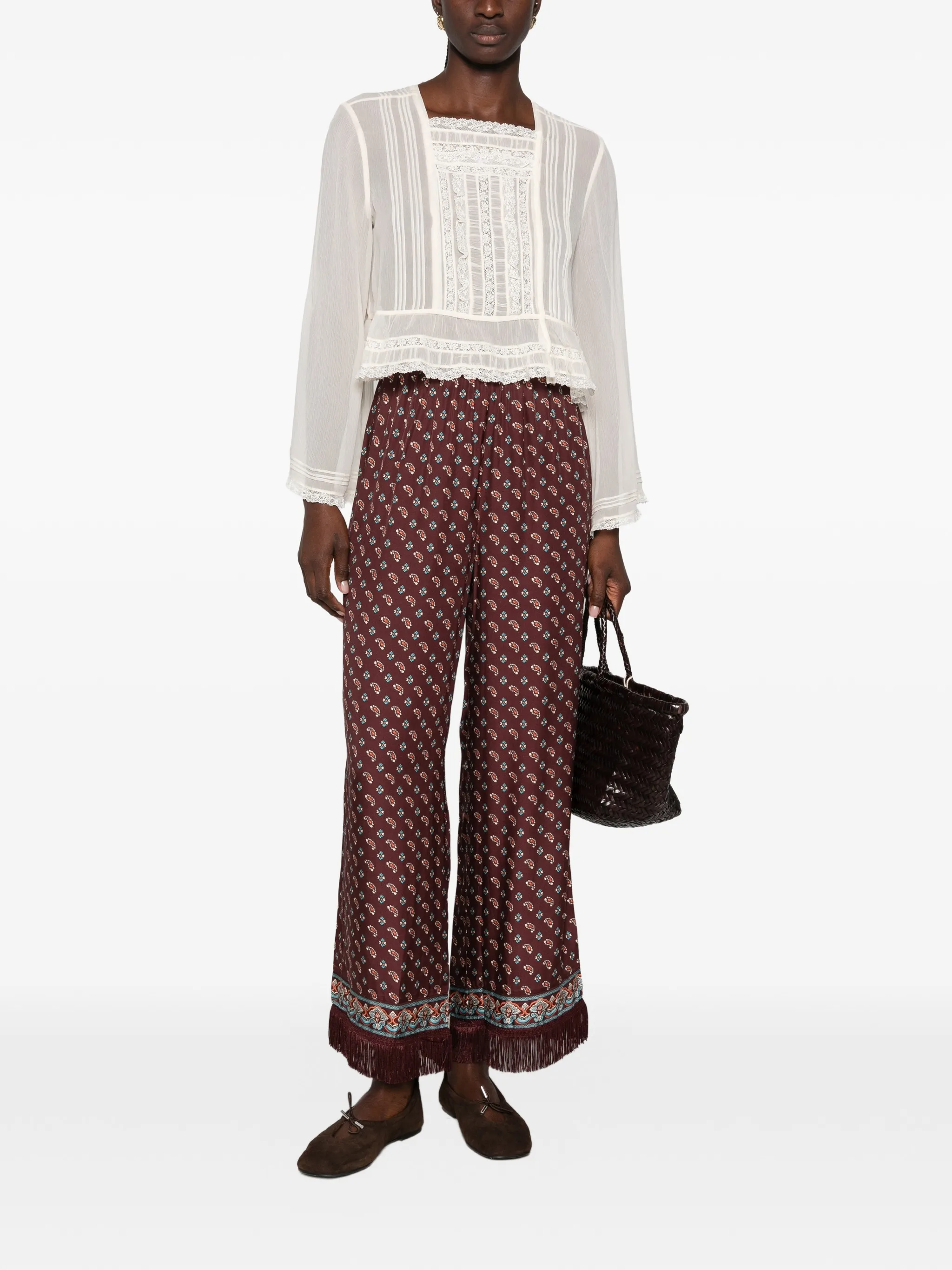 Elodine lace-trim blouse