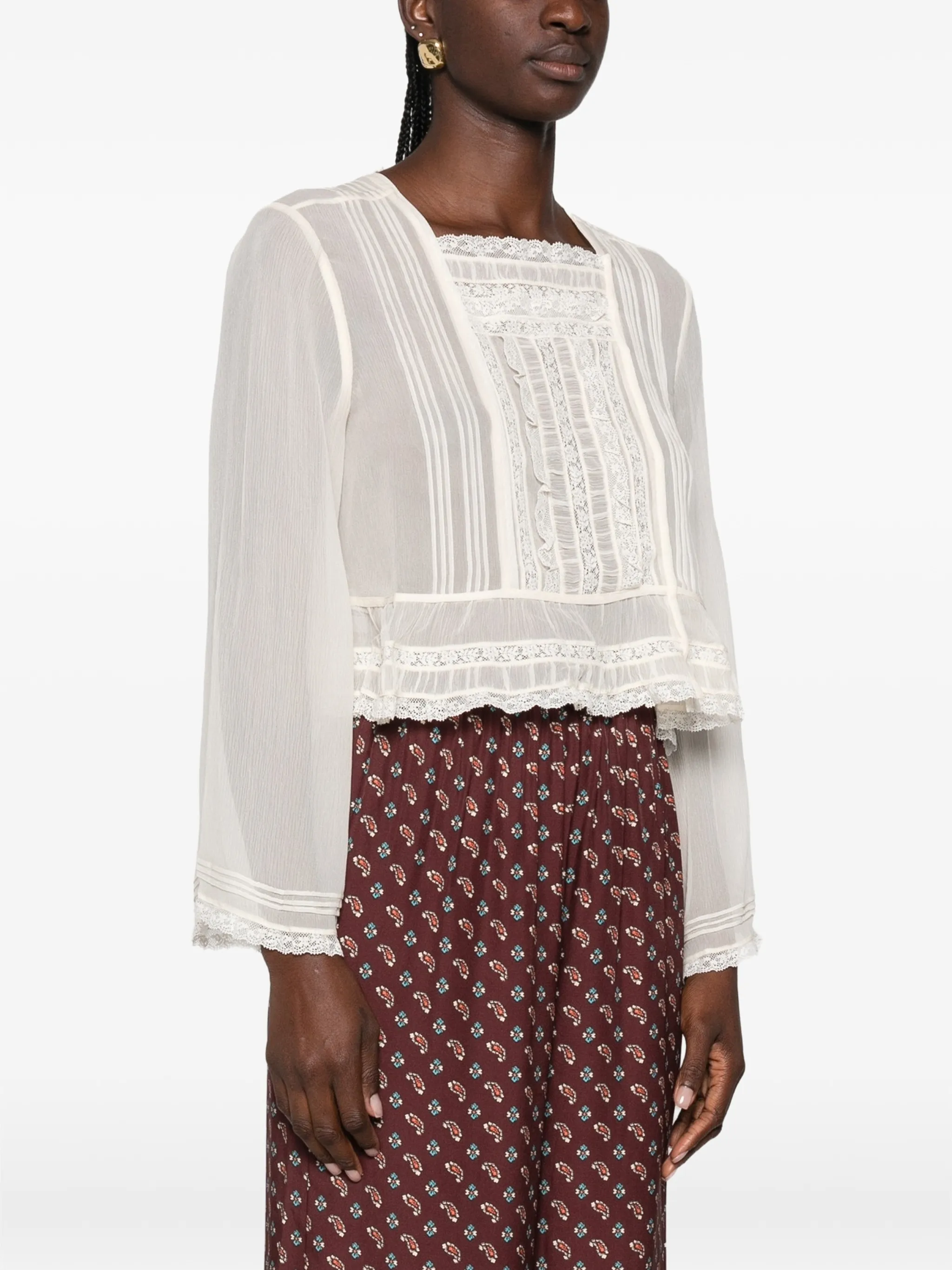Elodine lace-trim blouse