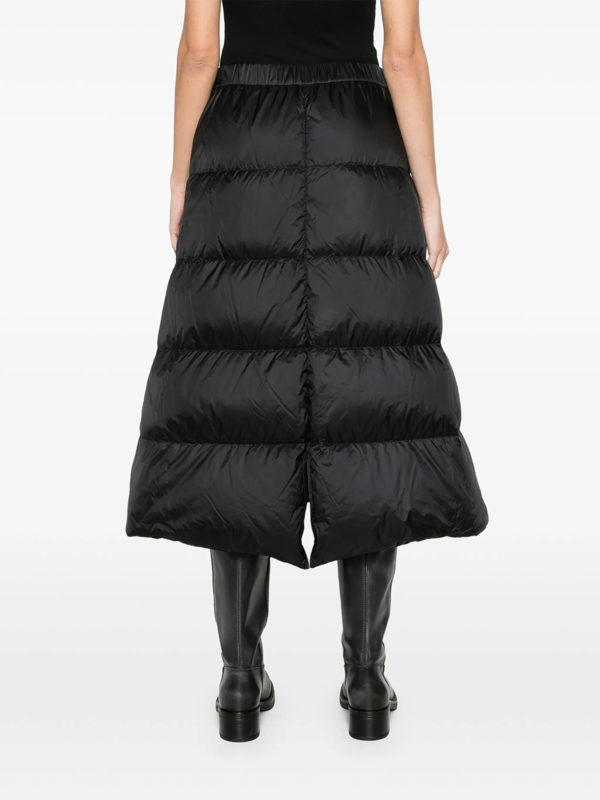 reversible wool twill padded midi skirt