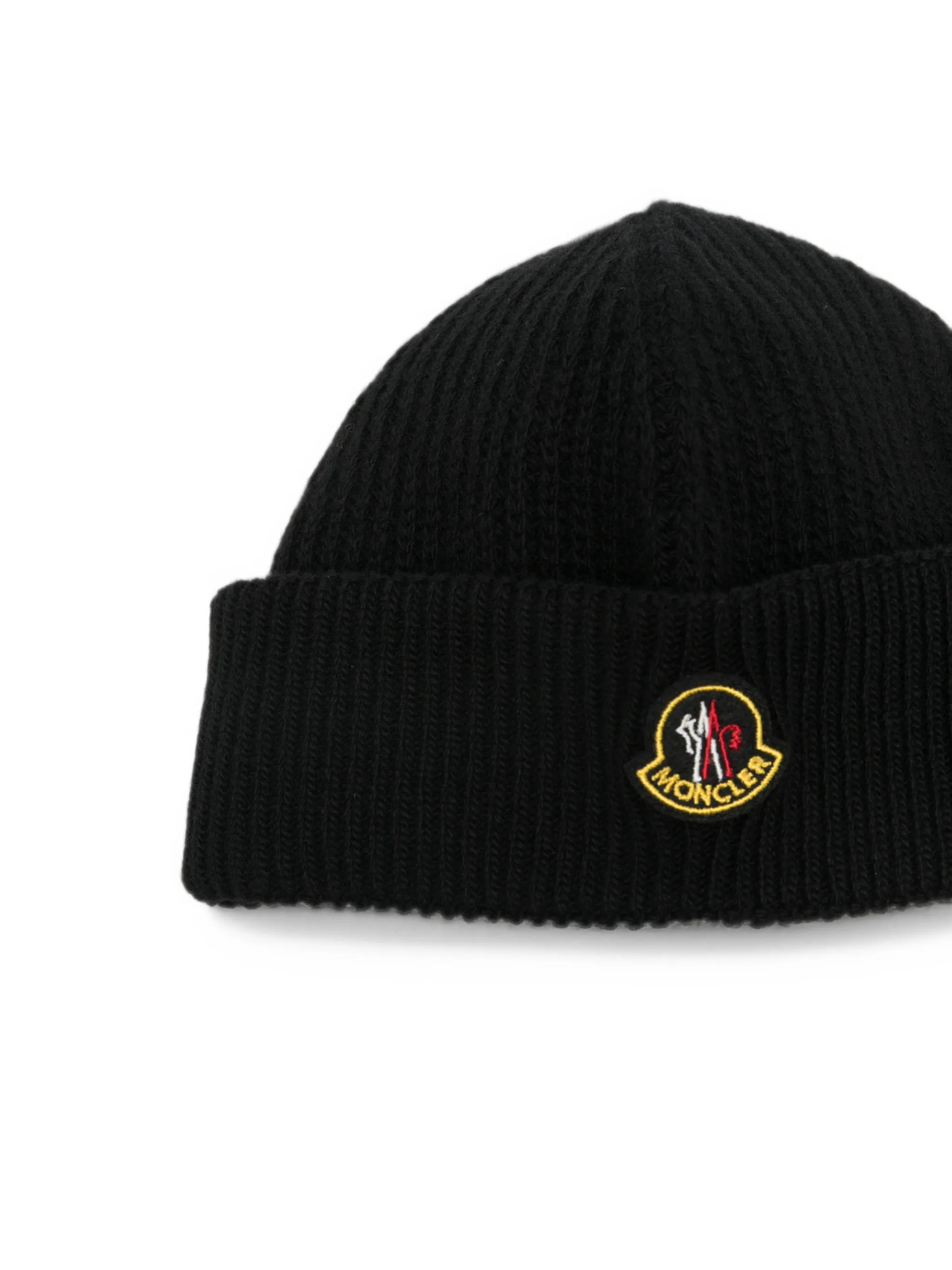 logo-patch ribbed beanie hat
