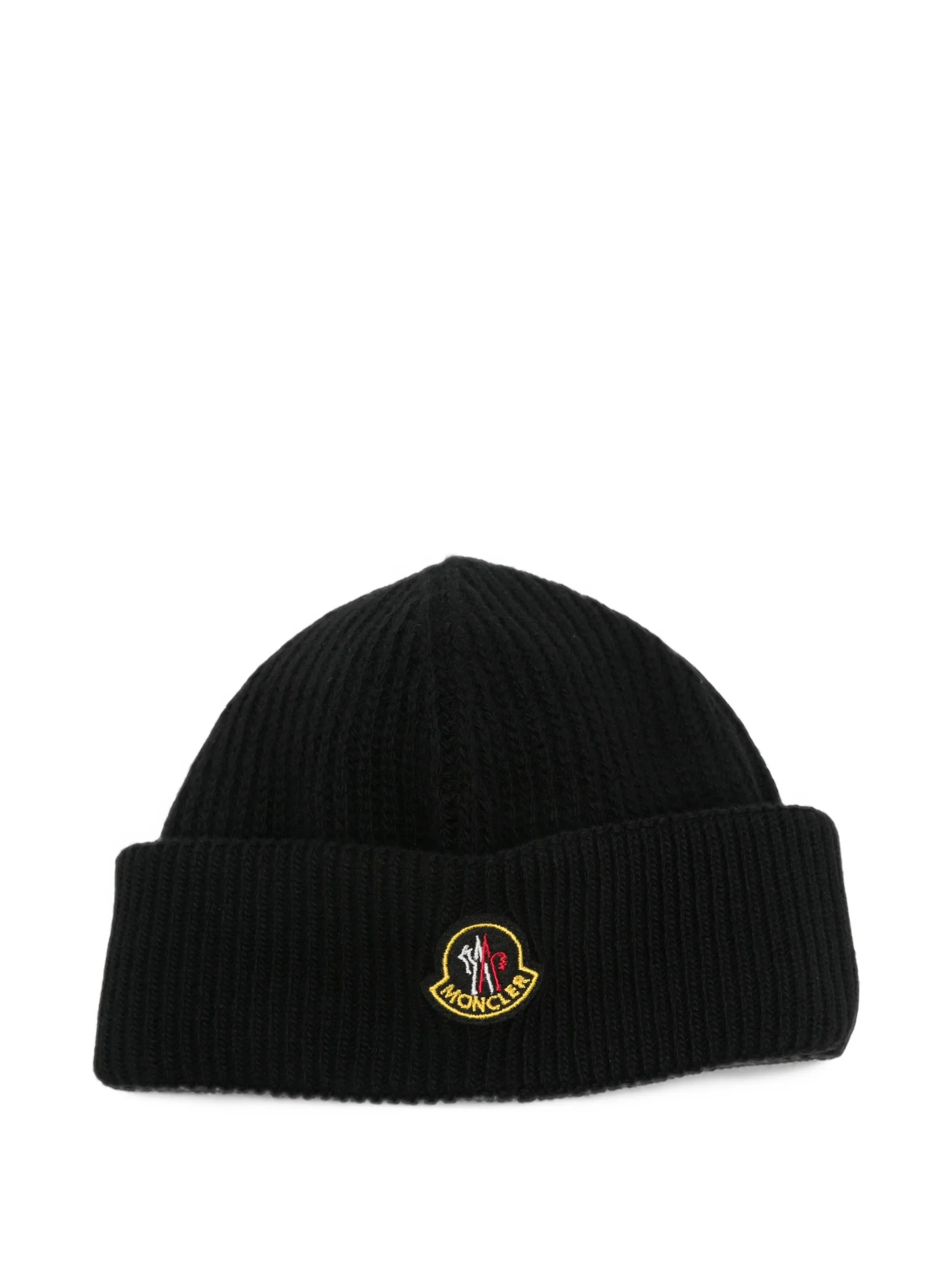 logo-patch ribbed beanie hat