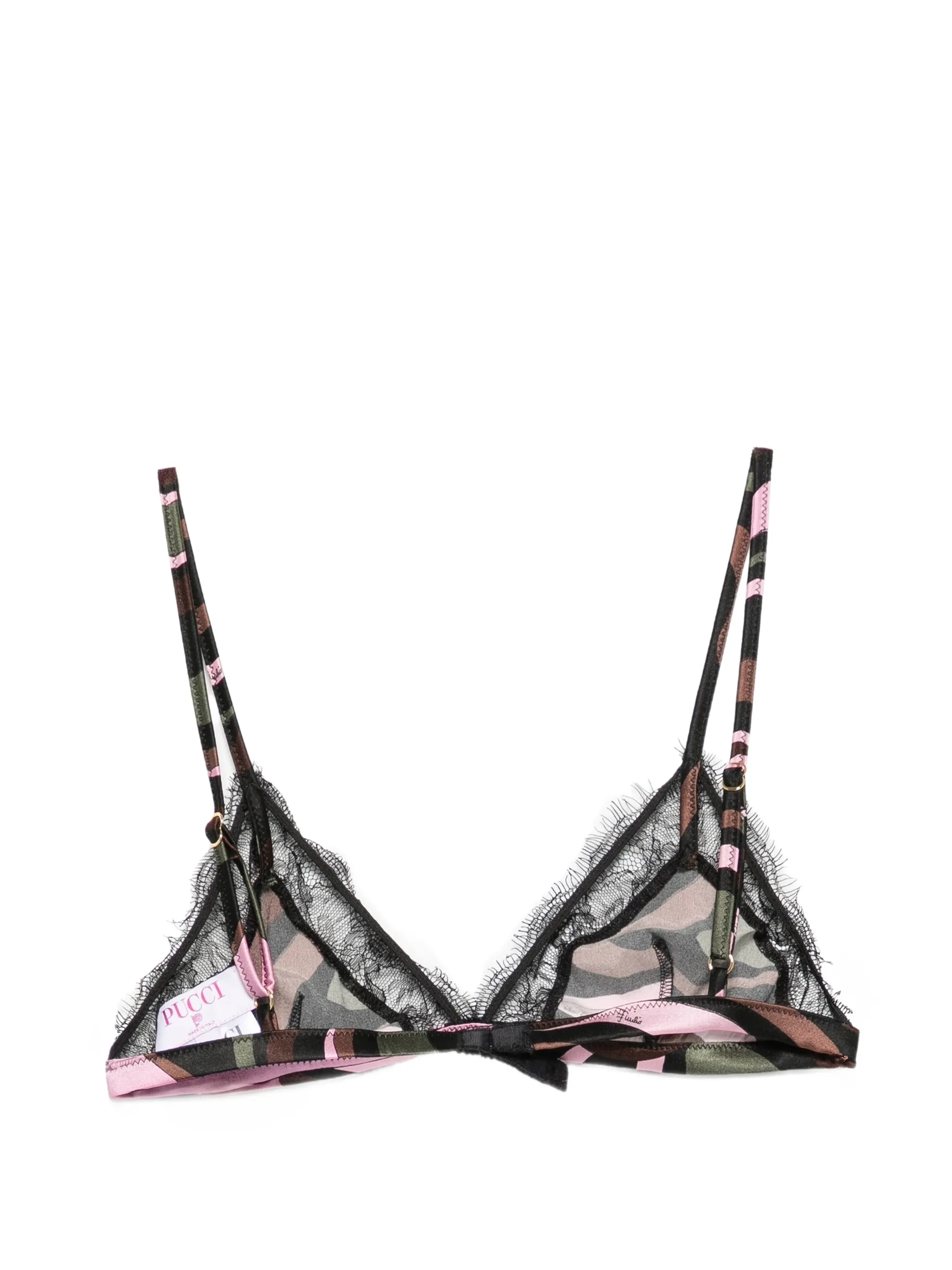 lace-trimmed Marmo-print bra