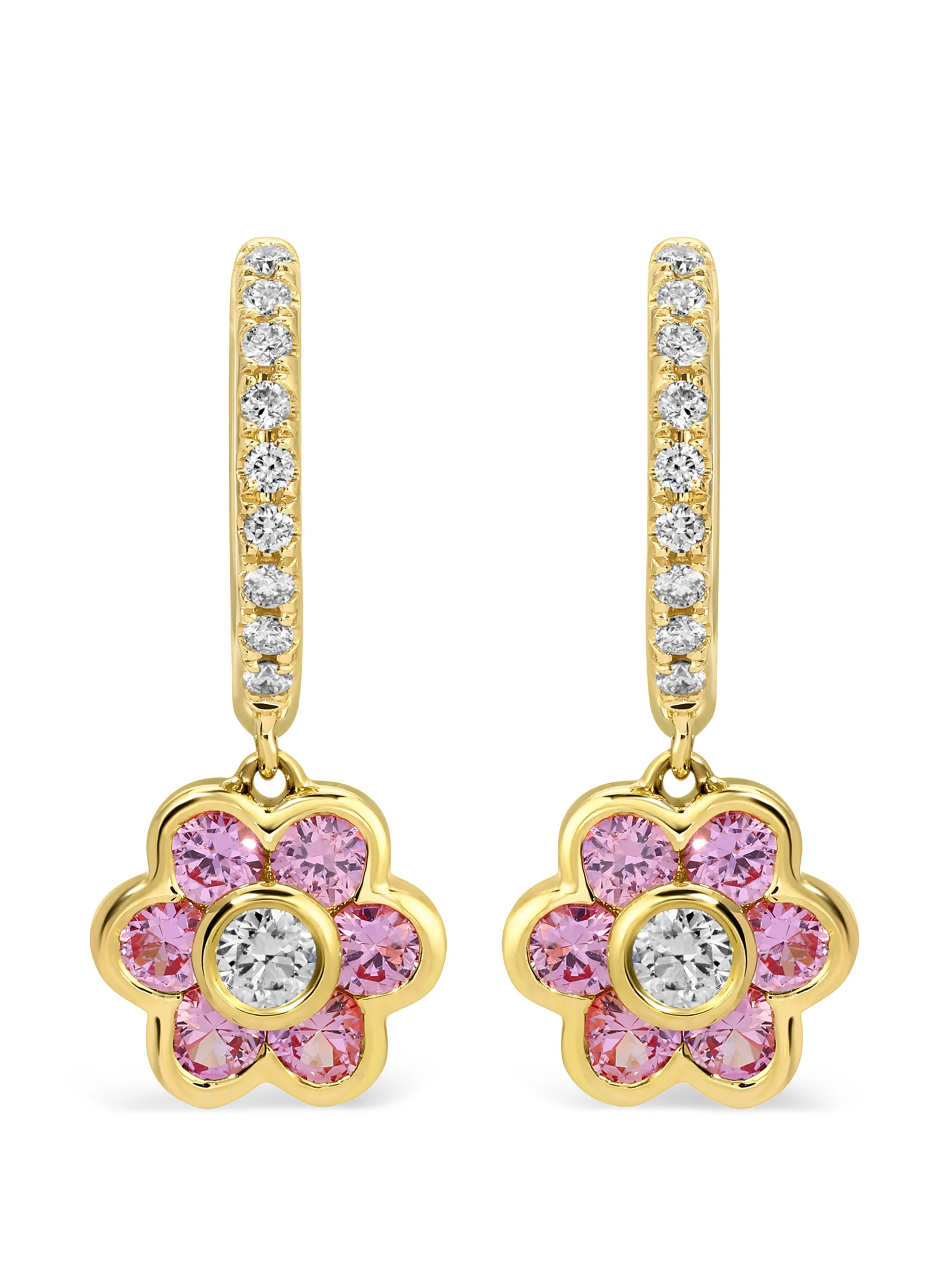 Flora pink sapphire and diamond earrings