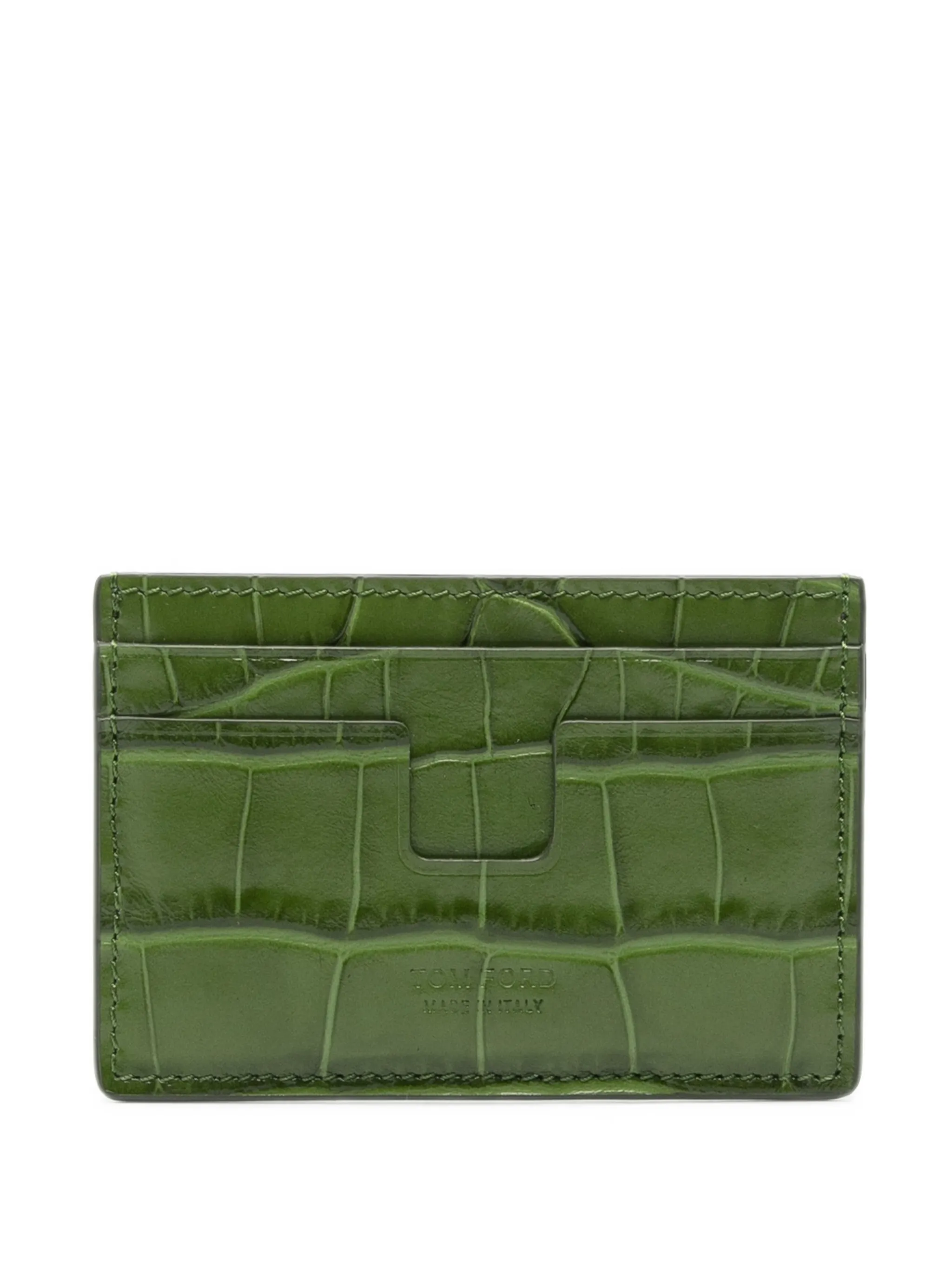 T Line crocodile-effect card holder