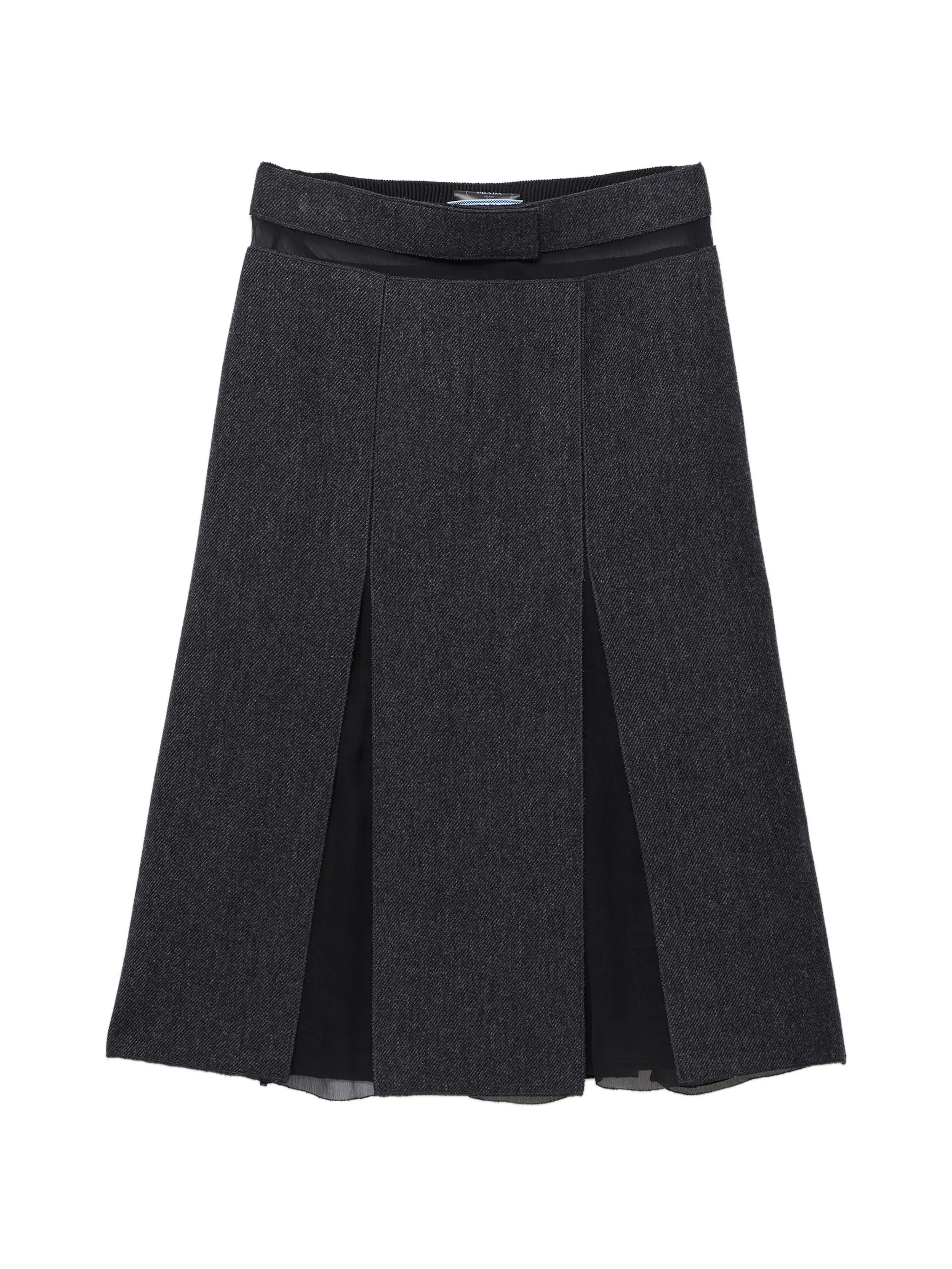 slit-detail layered midi skirt