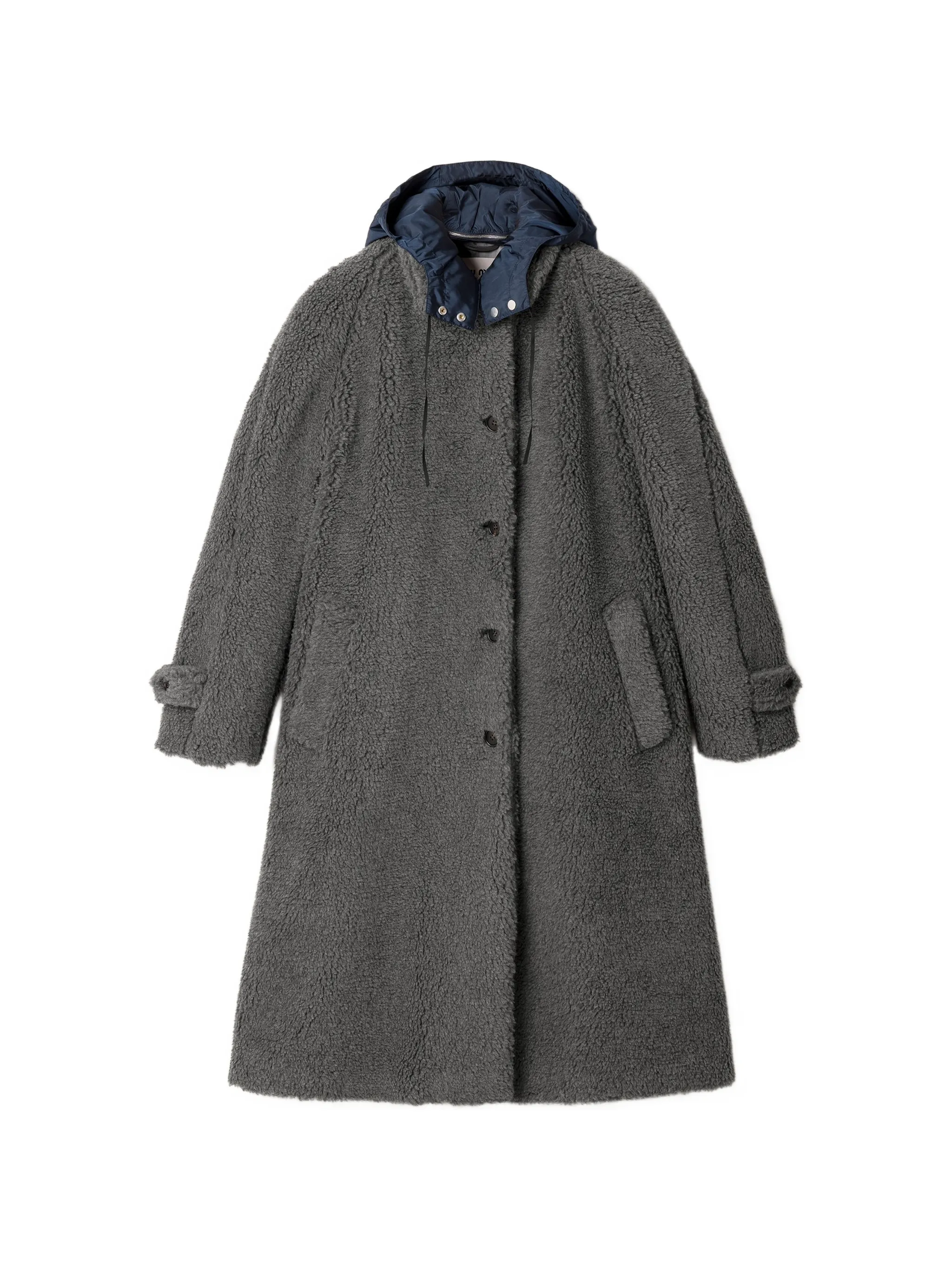 single-breasted fleece coat