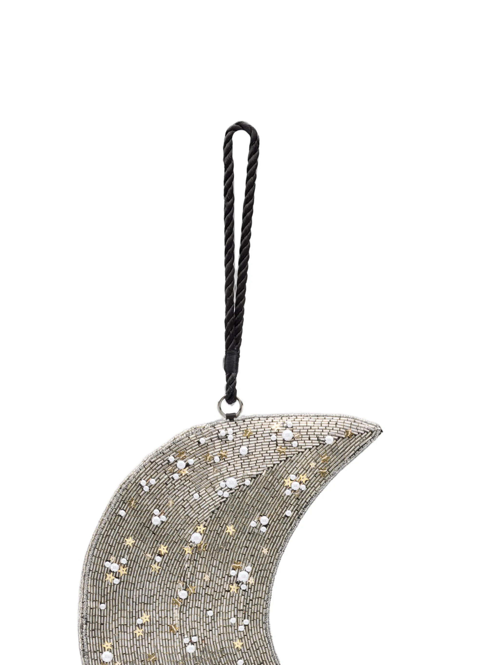 beaded crescent wristlet bag