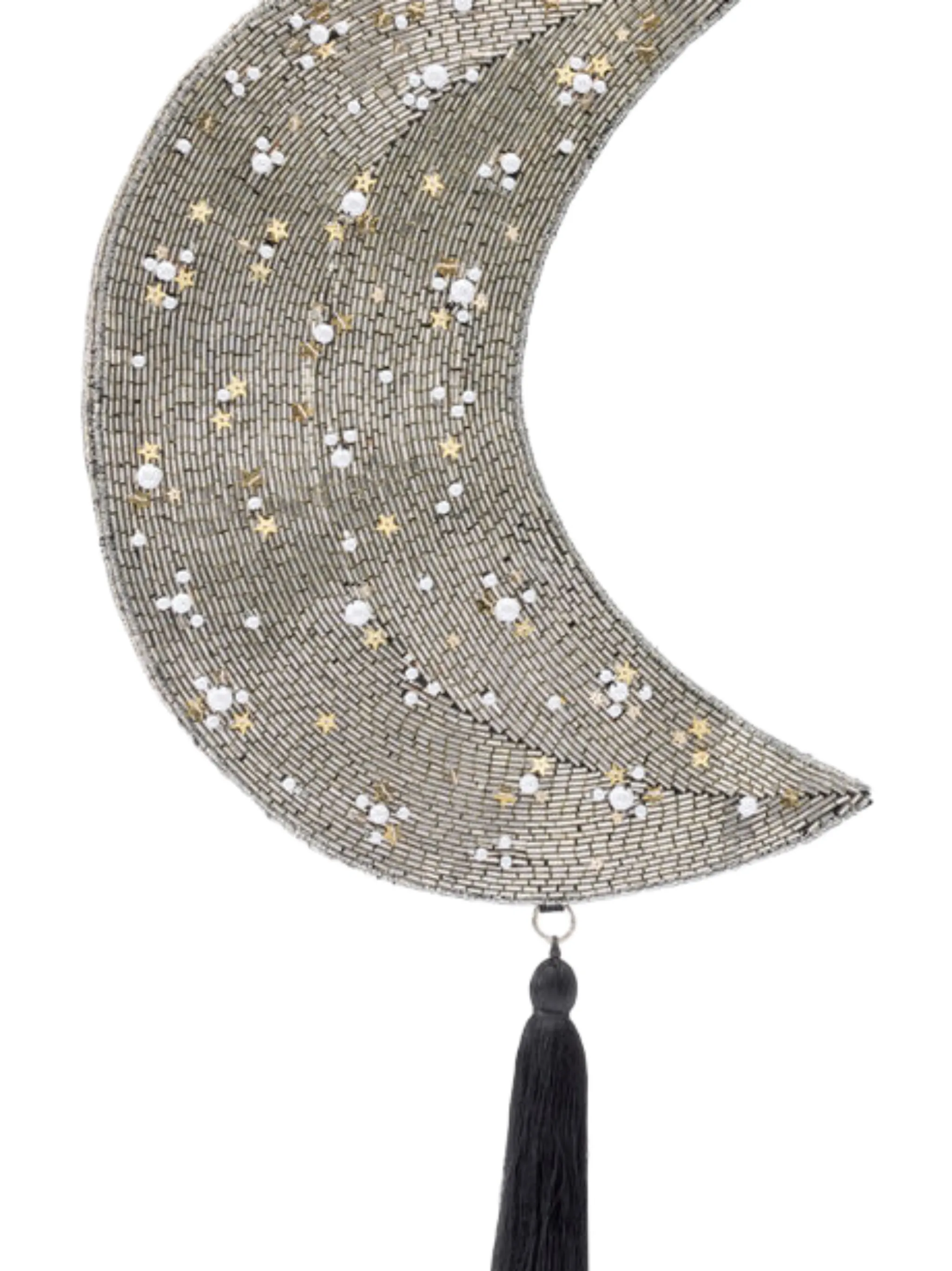 beaded crescent wristlet bag