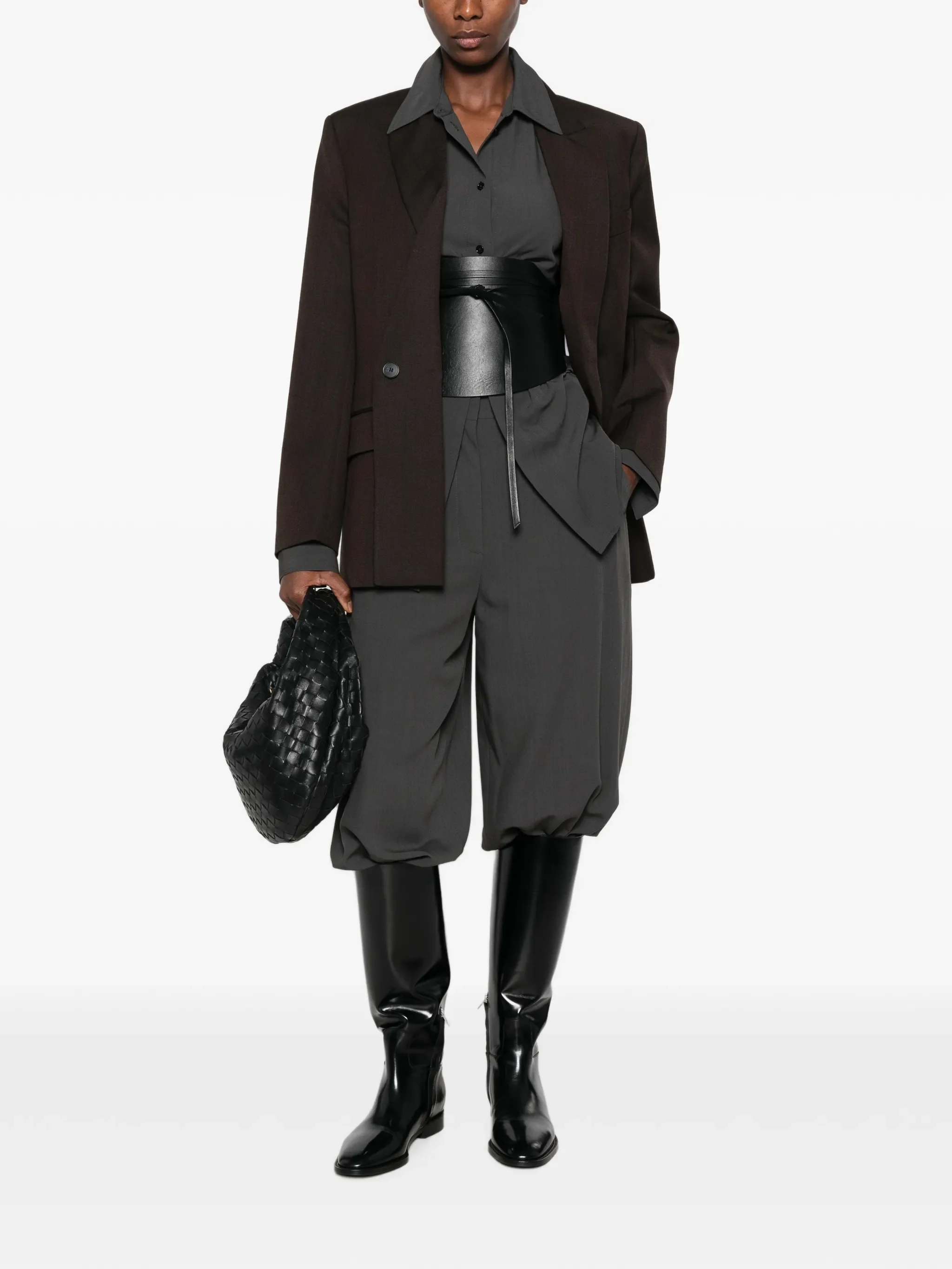 layered double-breasted jacket