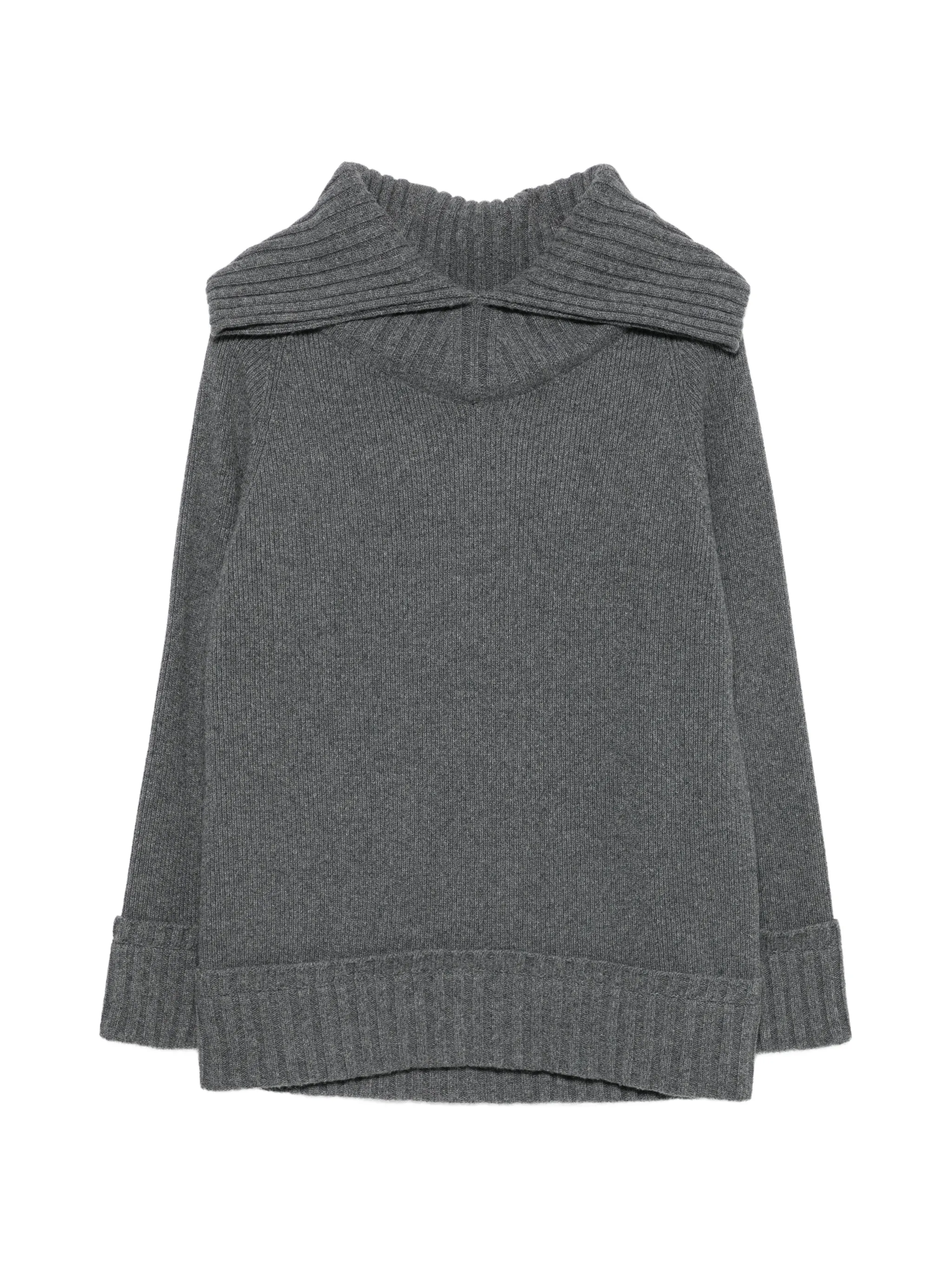 wide-collar ribbed sweater