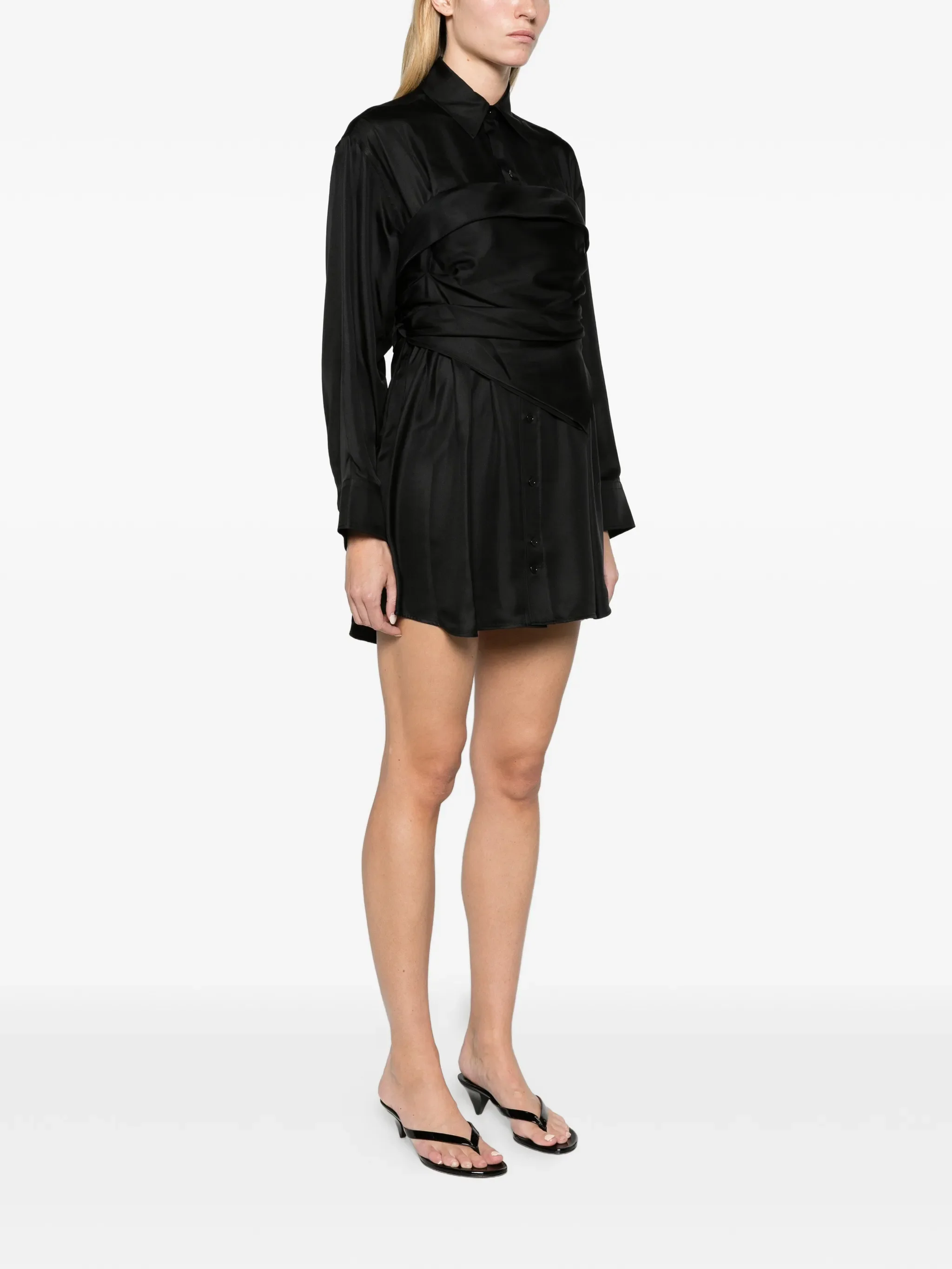 scarf-bustier mini shirt dress