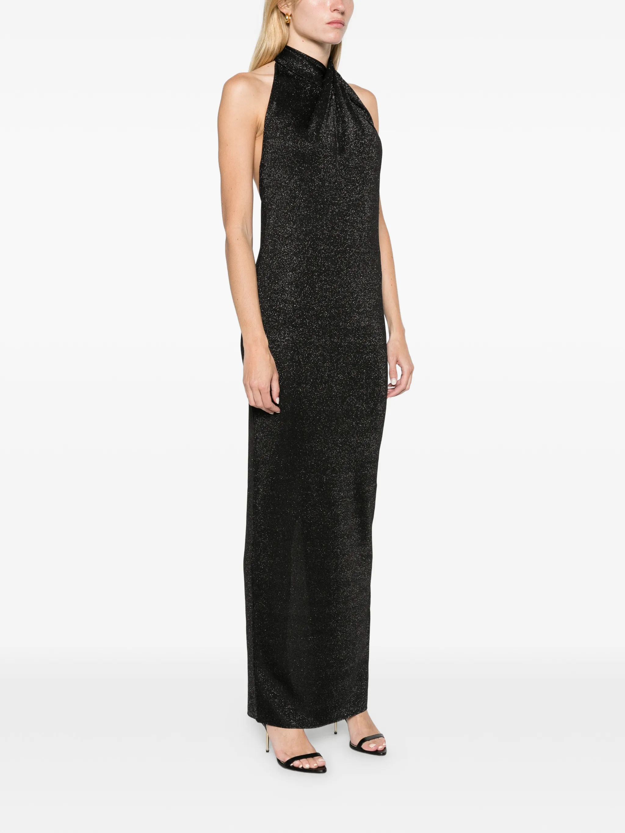 halterneck Lurex maxi dress