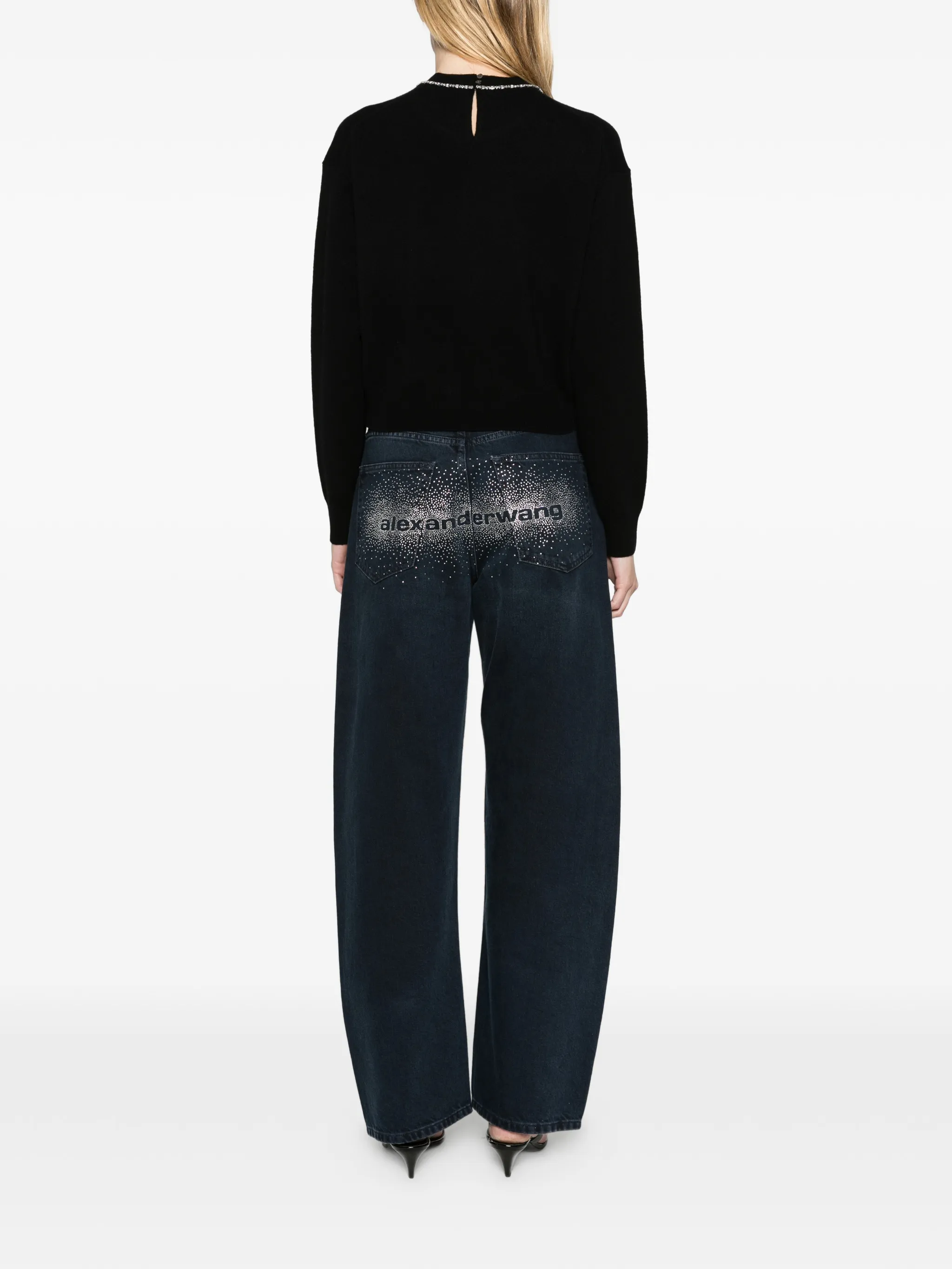 crystal-embellished crew-neck sweater