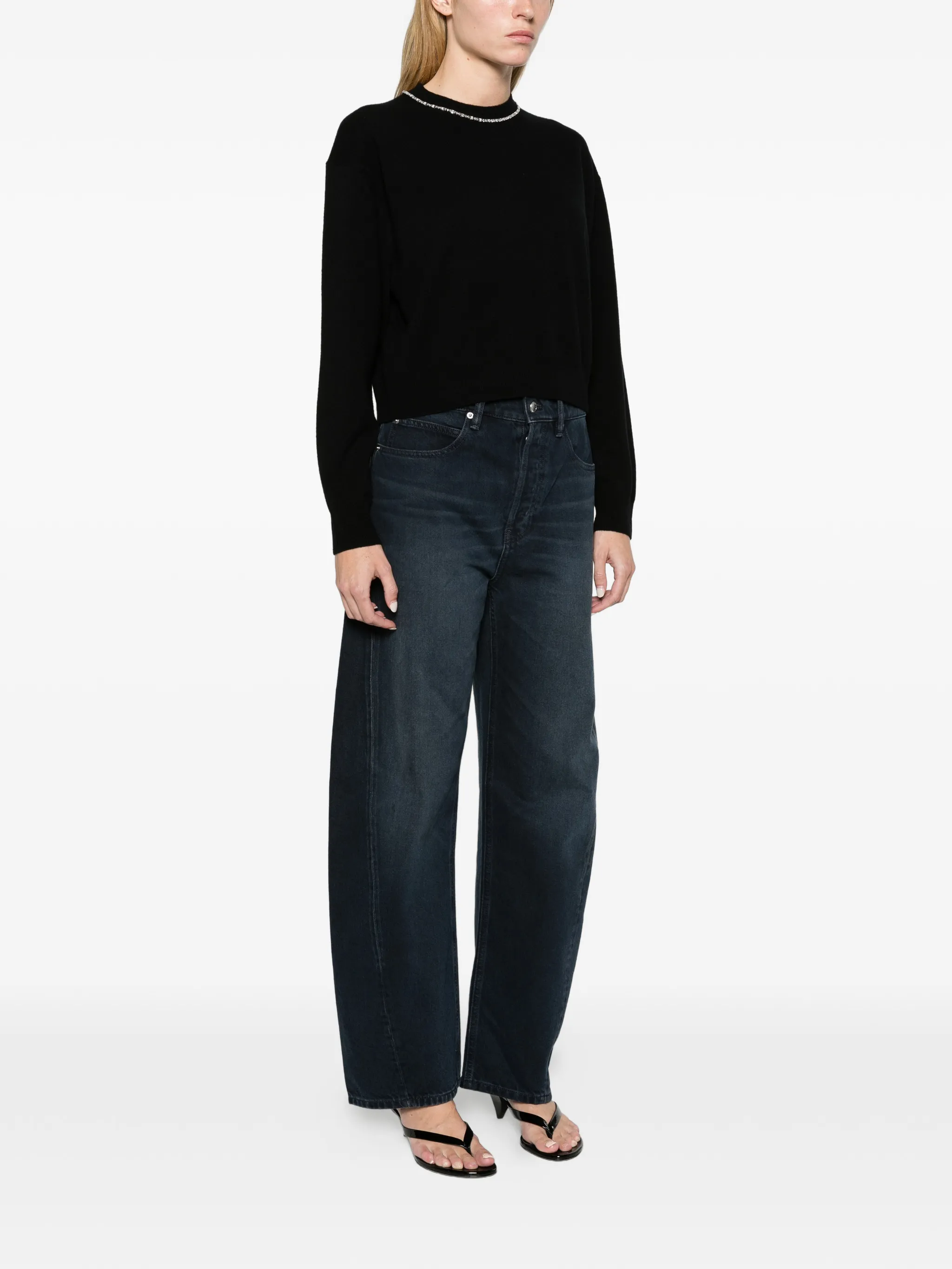 crystal-embellished crew-neck sweater