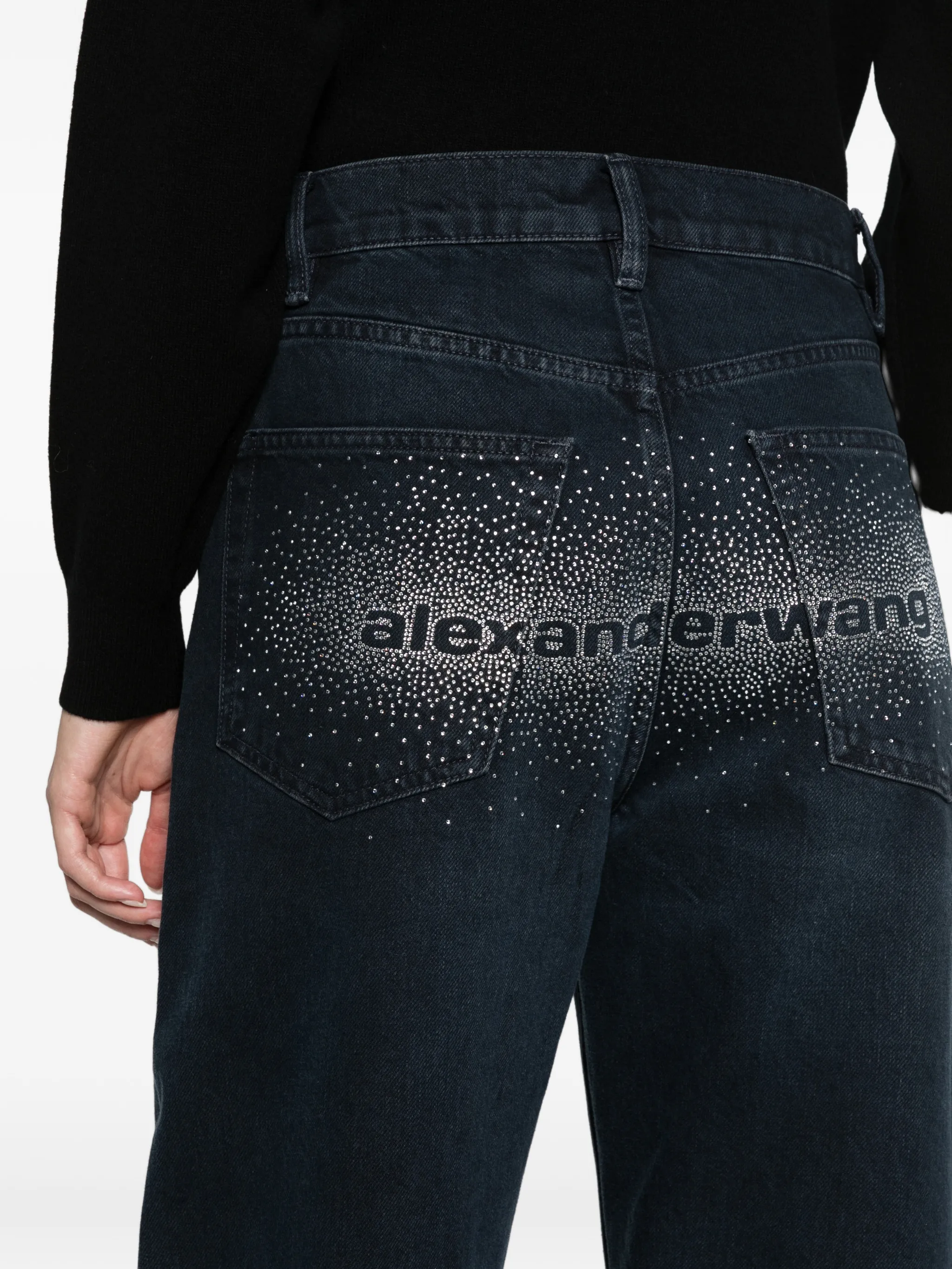 float mid-rise relaxed crystal hotfix logo fly jeans