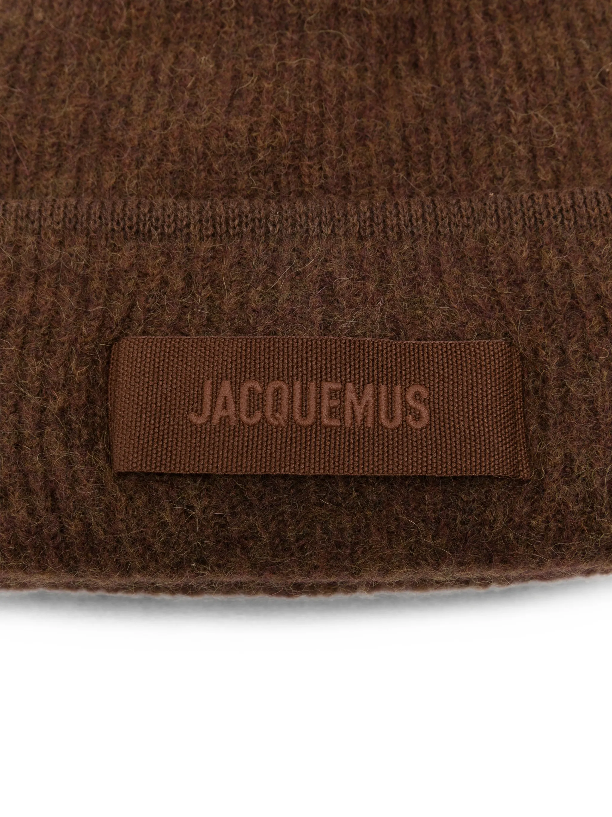 logo-patch ribbed beanie hat