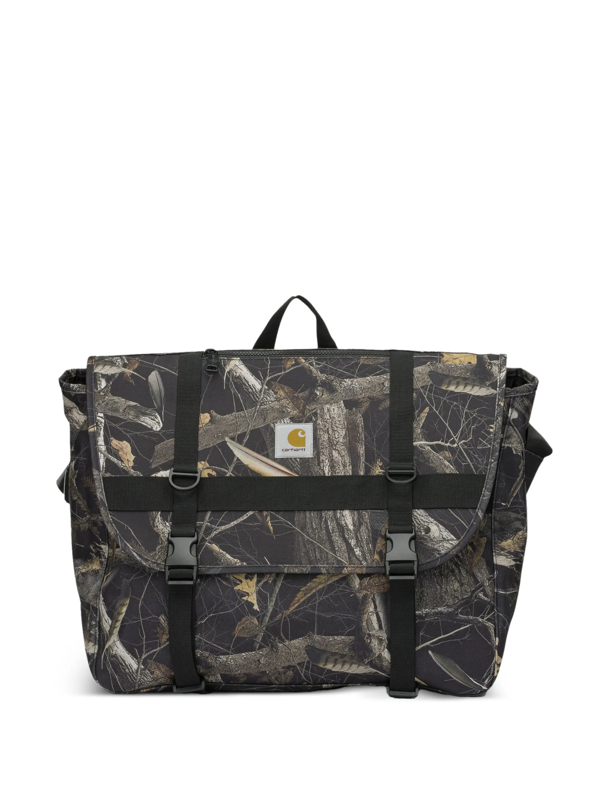 camouflage-print buckle-fastening shoulder bag