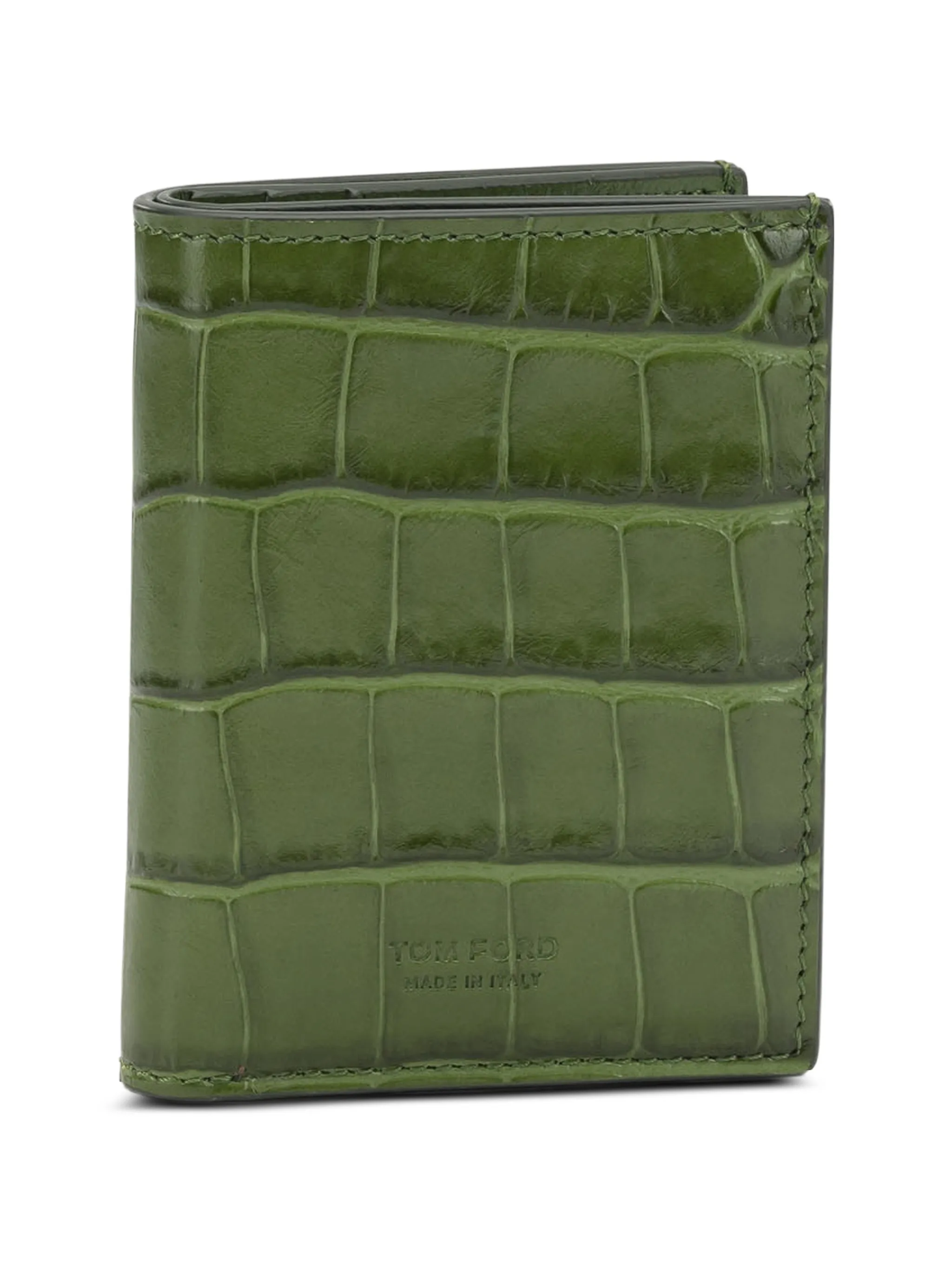 crocodile-effect leather wallet