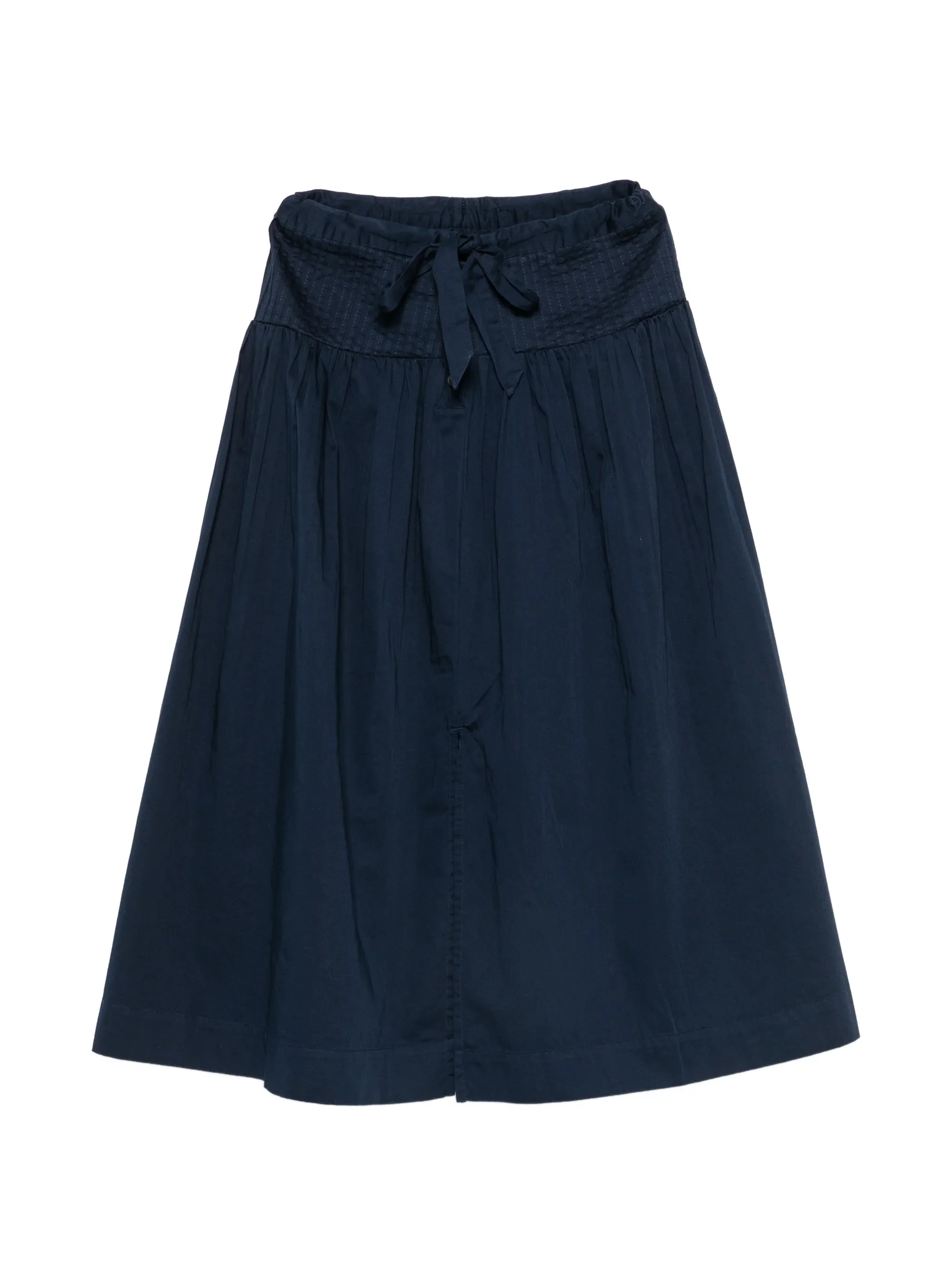smocked-waist gathered midi skirt